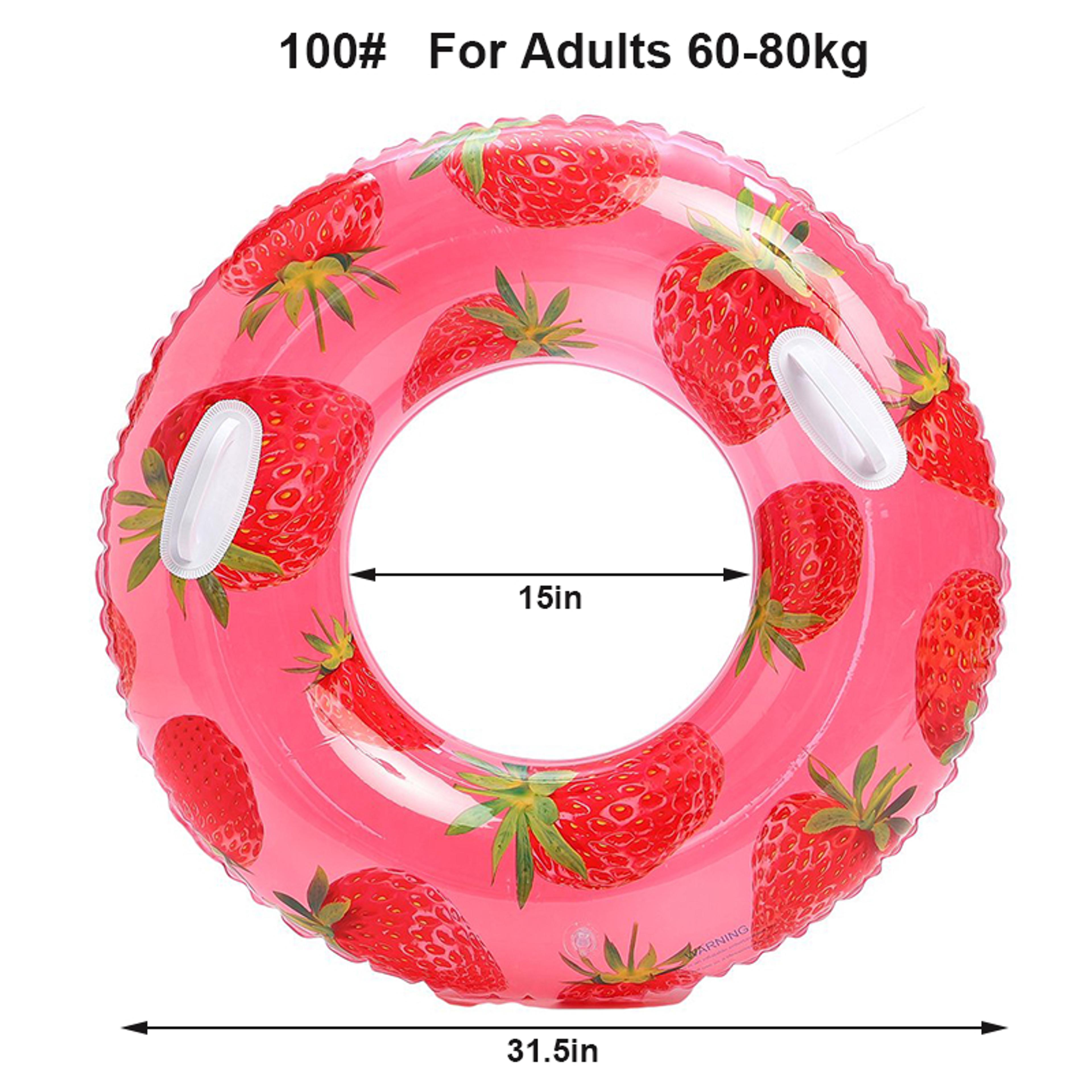 strawberry pool float inflatable swim tube ring for adults & kids summer water fun