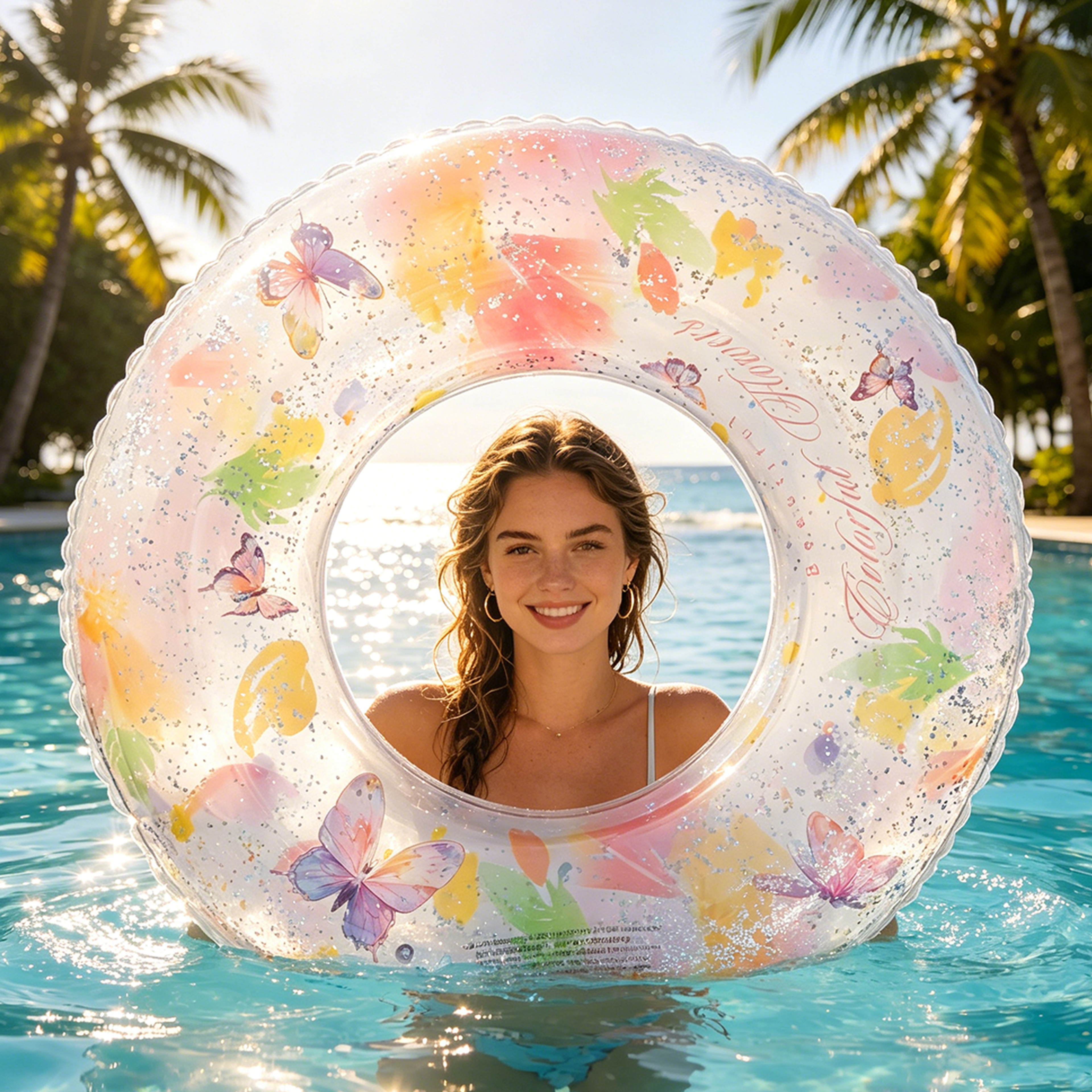 large adult swim ring heavy duty inflatable pool float for beach, pool & summer parties