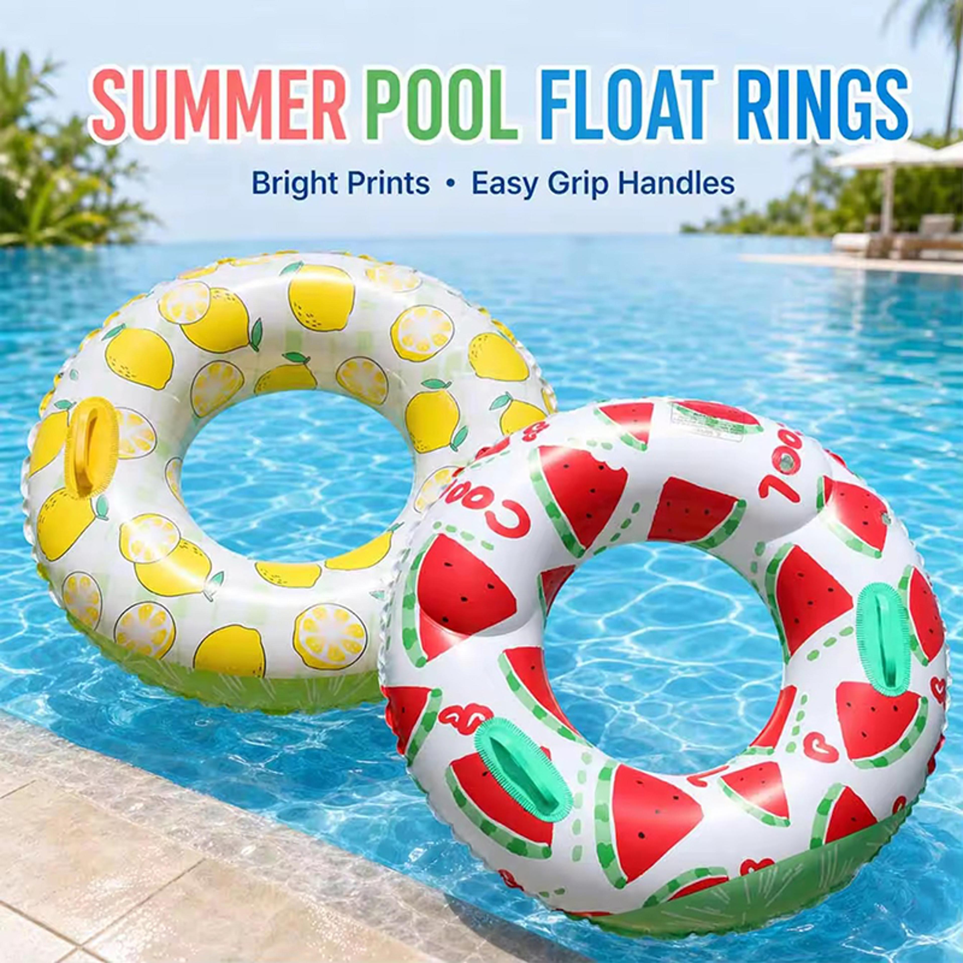 lemon print inflatable swim ring adult pool float pvc beach & vacation swim tube