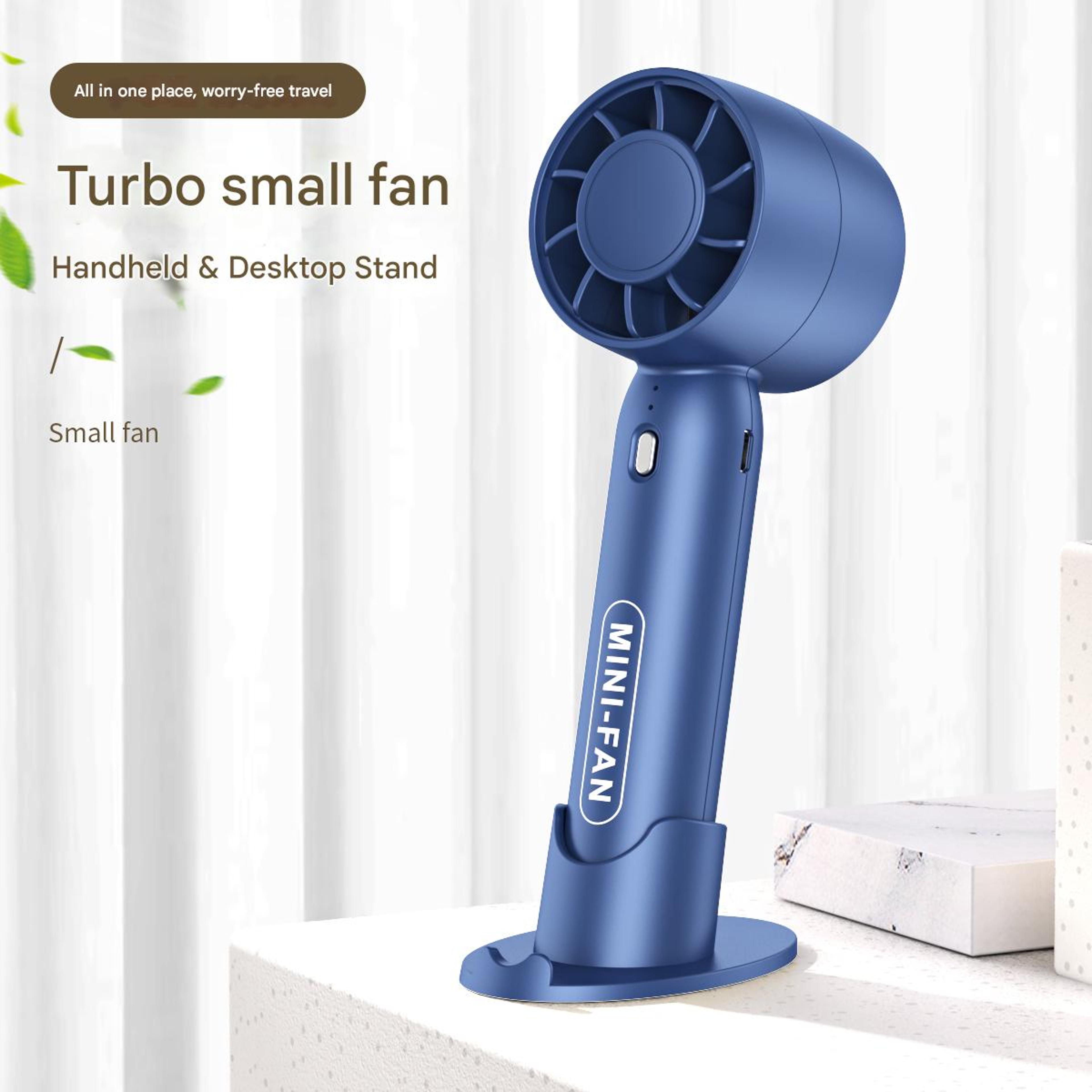 portable handheld fan usb rechargeable mini turbo fan with desktop stand for travel & office