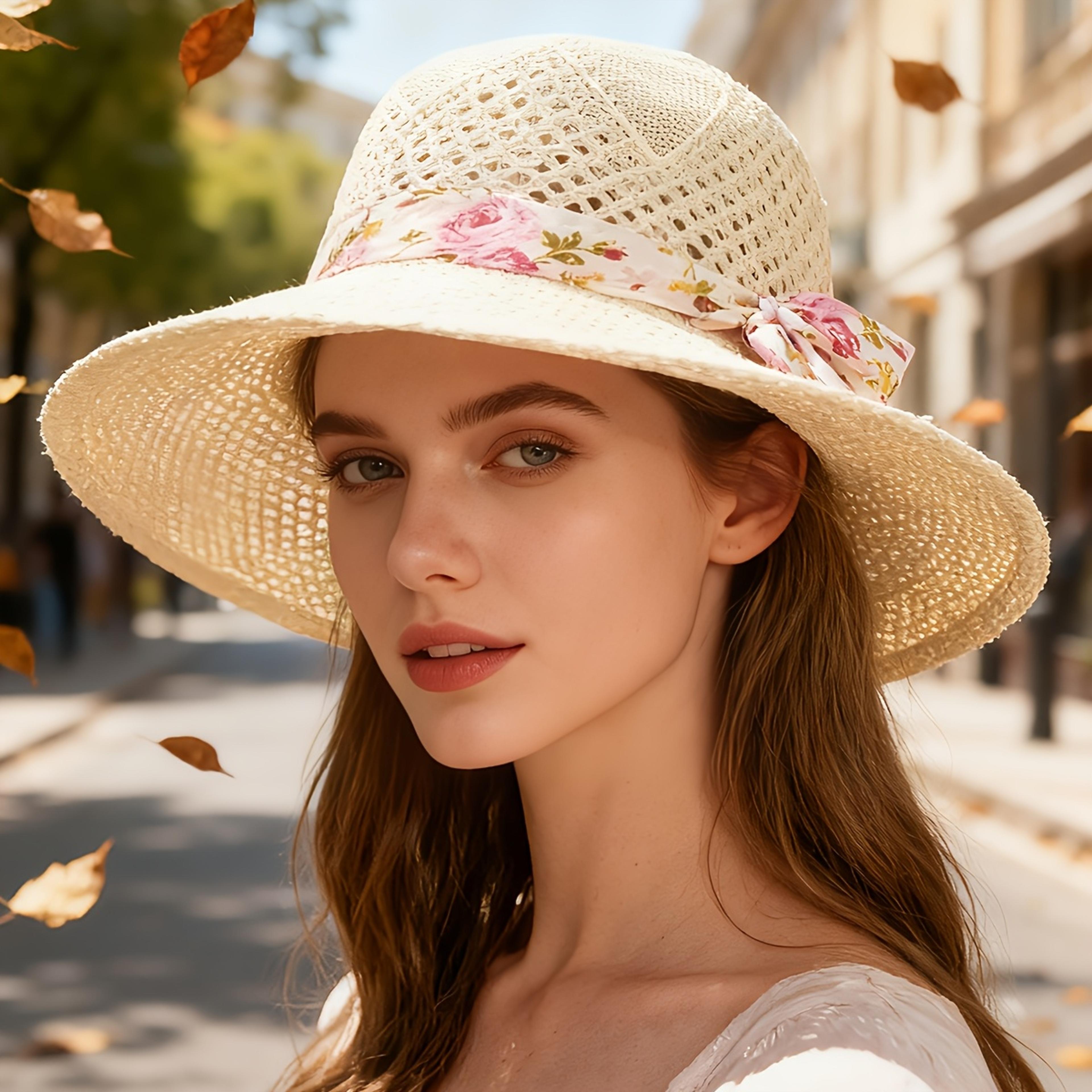 elegant womens sun hat wide brim sun protection hat for beach, travel & everyday summer style