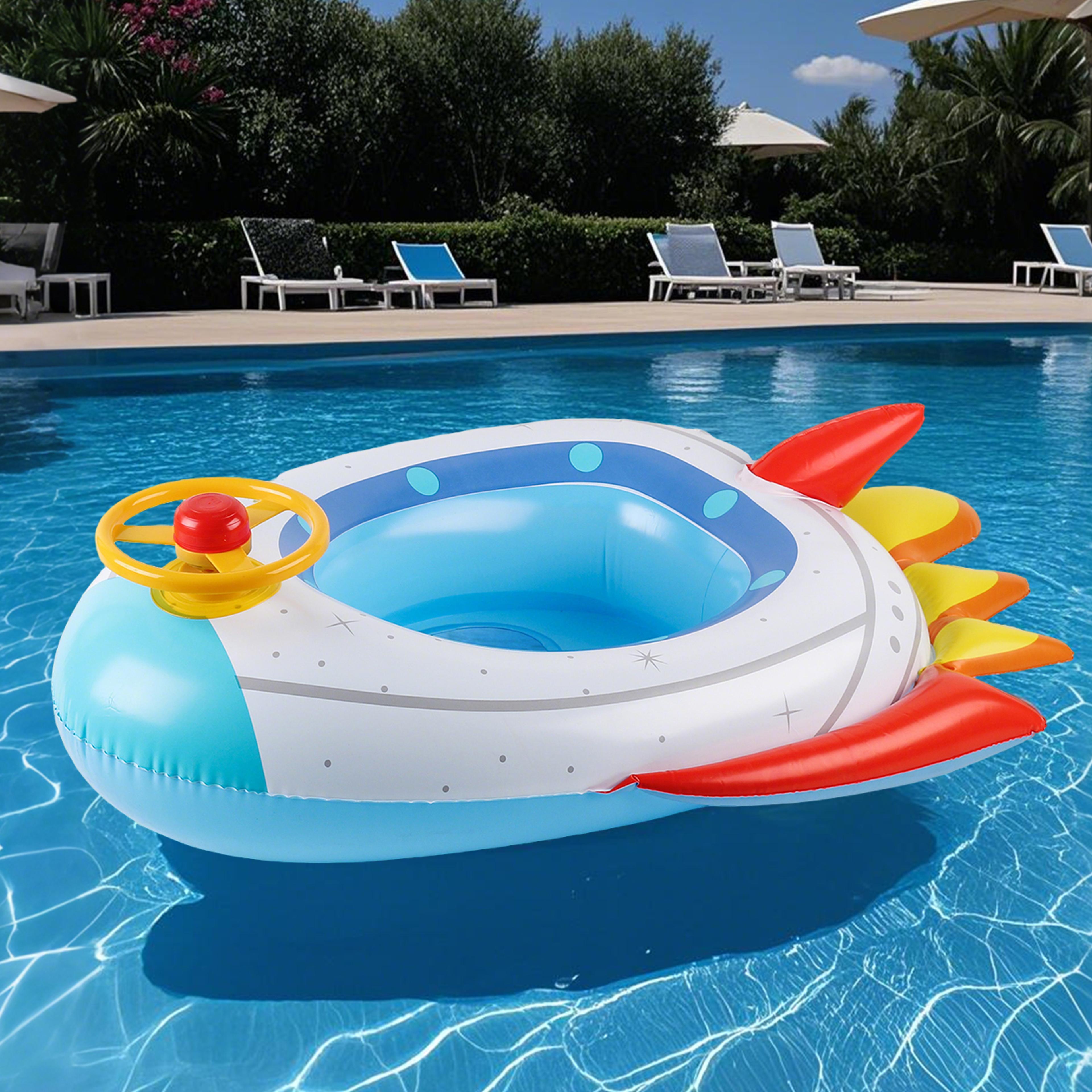rocket inflatable pool float with steering wheel thickened kids swim ring for pool & beach fun
