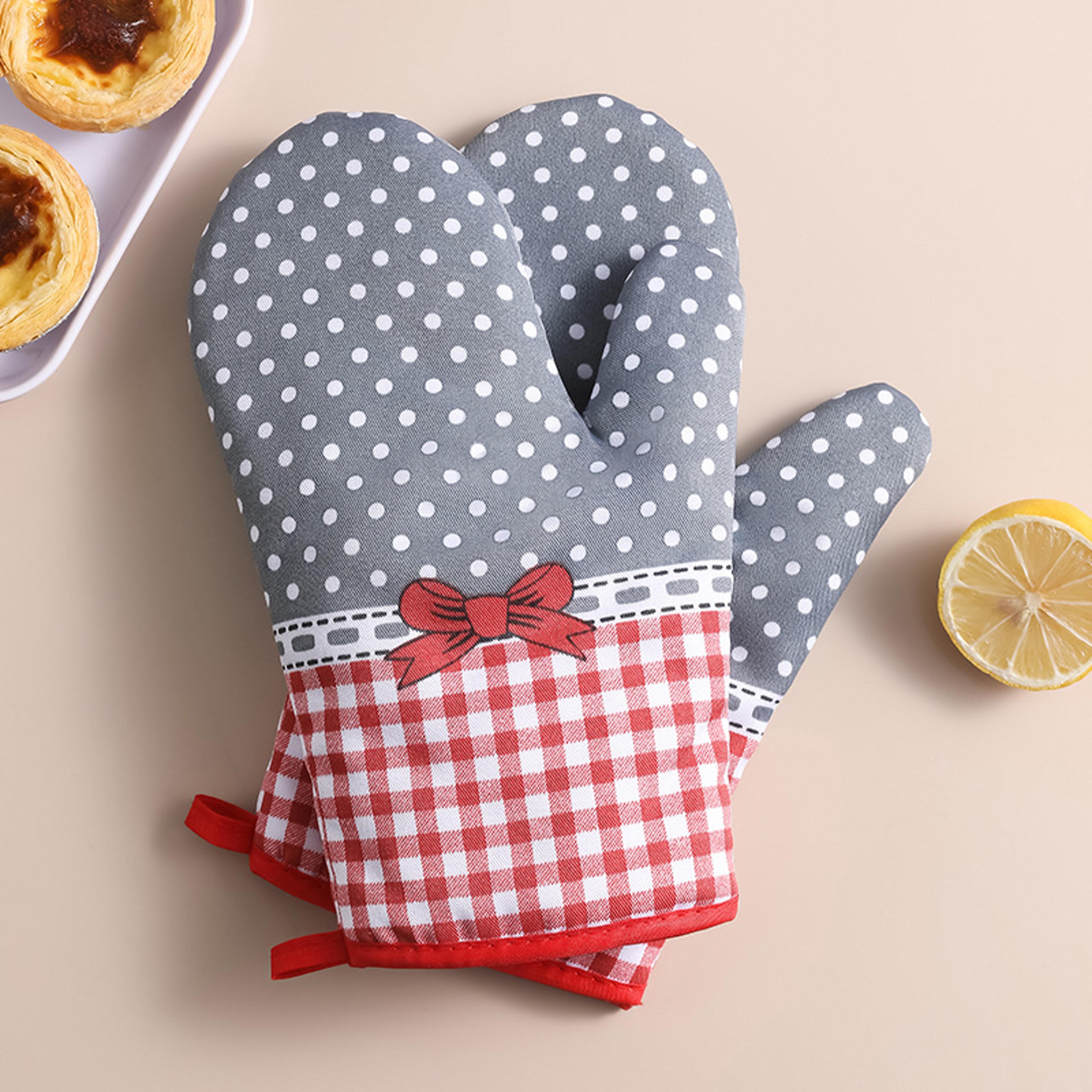 heat resistant oven gloves set of thick heat insulation kitchen baking & microwave gloves