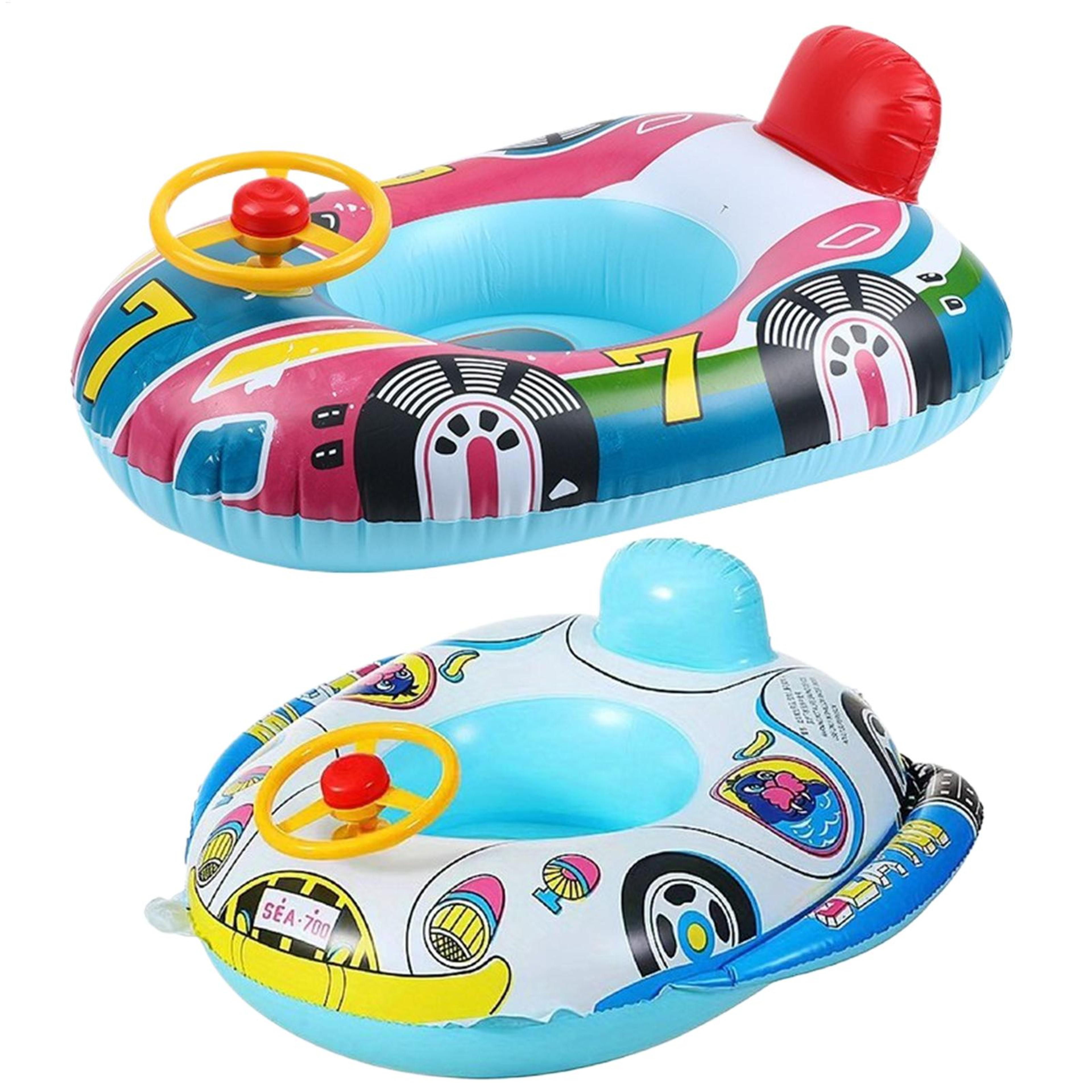 steering wheel baby pool float with backrest inflatable toddler swim seat for pool & beach