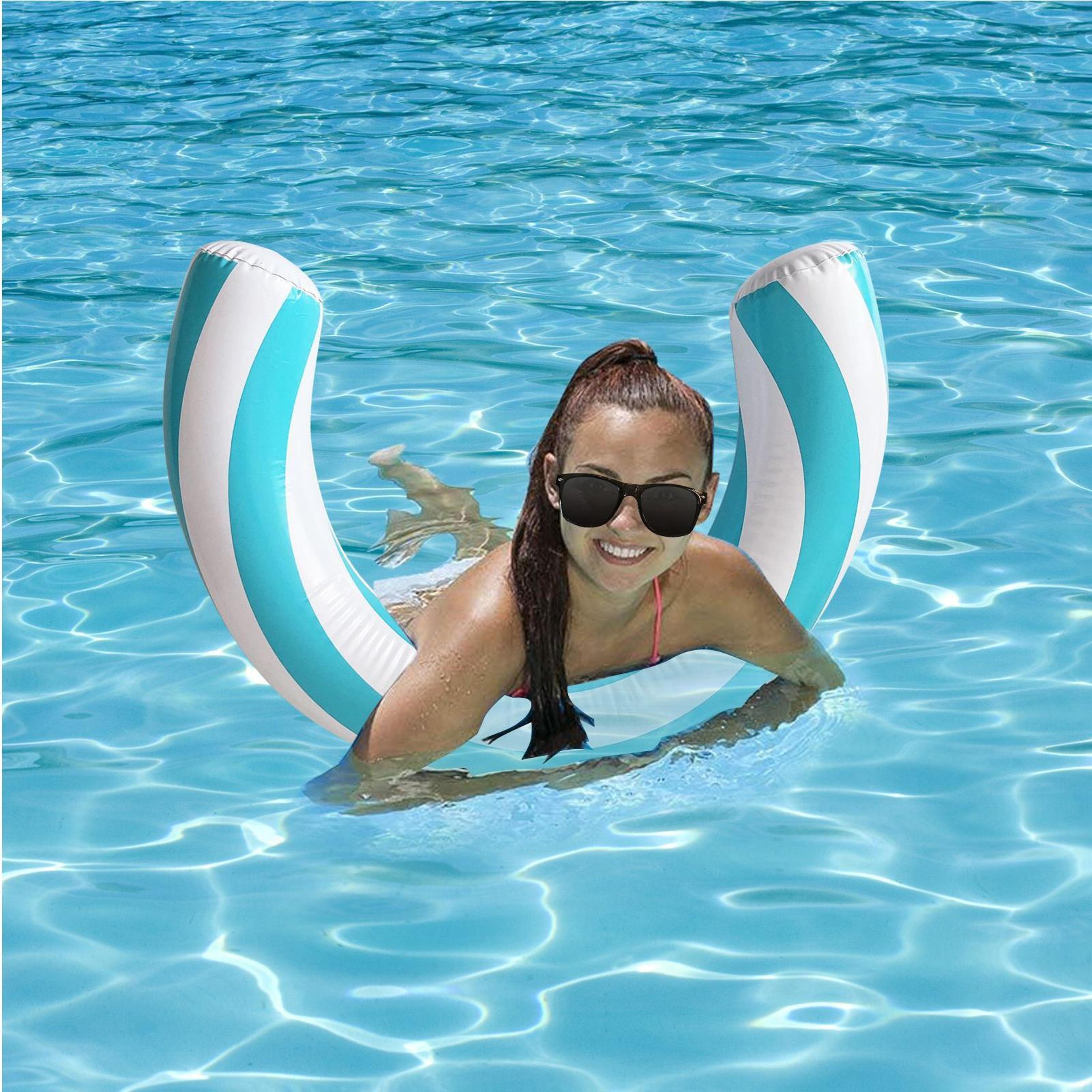 curved inflatable pool noodle ergonomic pvc pool float for beach, lake & summer water fun