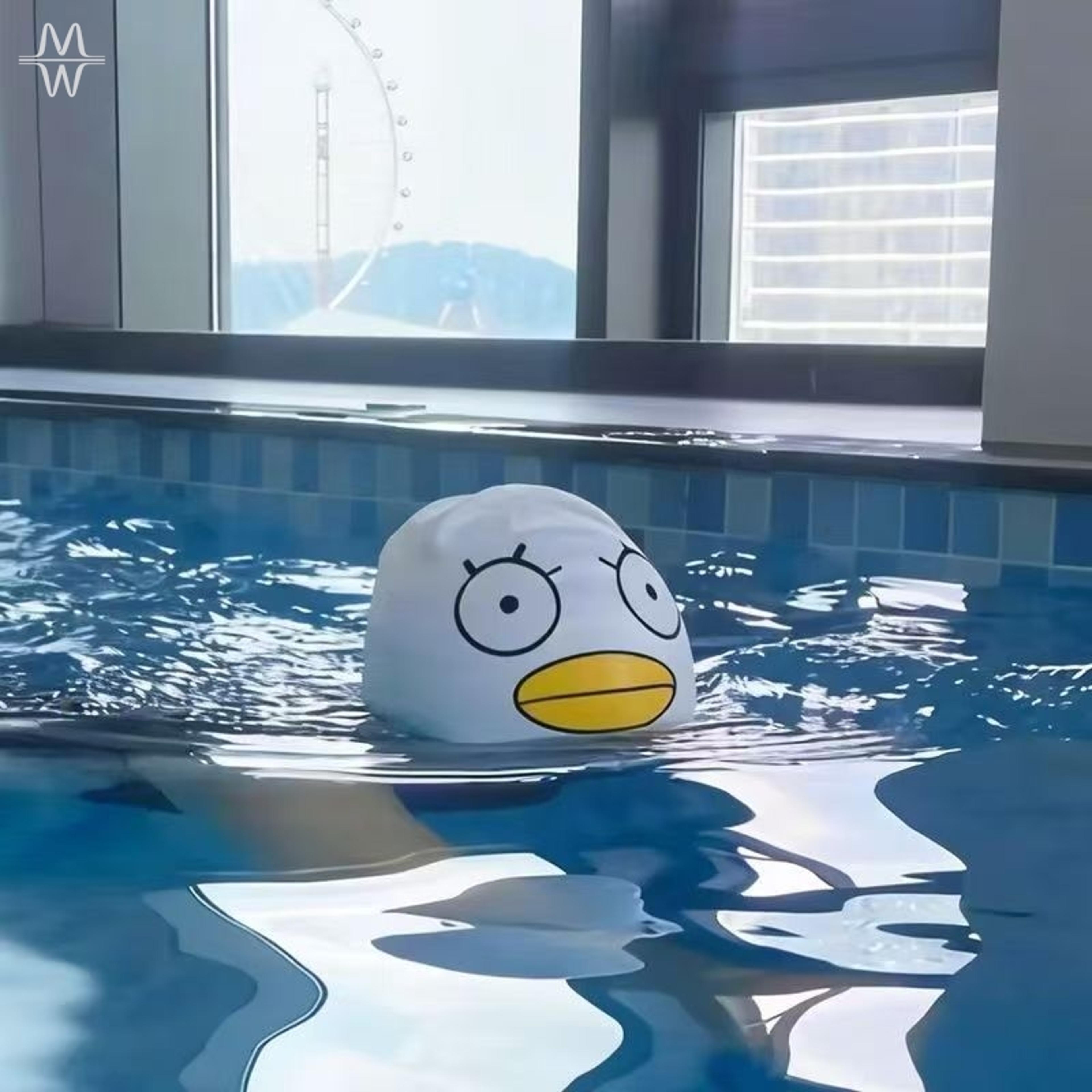 funny duck silicone swim cap waterproof cartoon swim hat for kids & adults