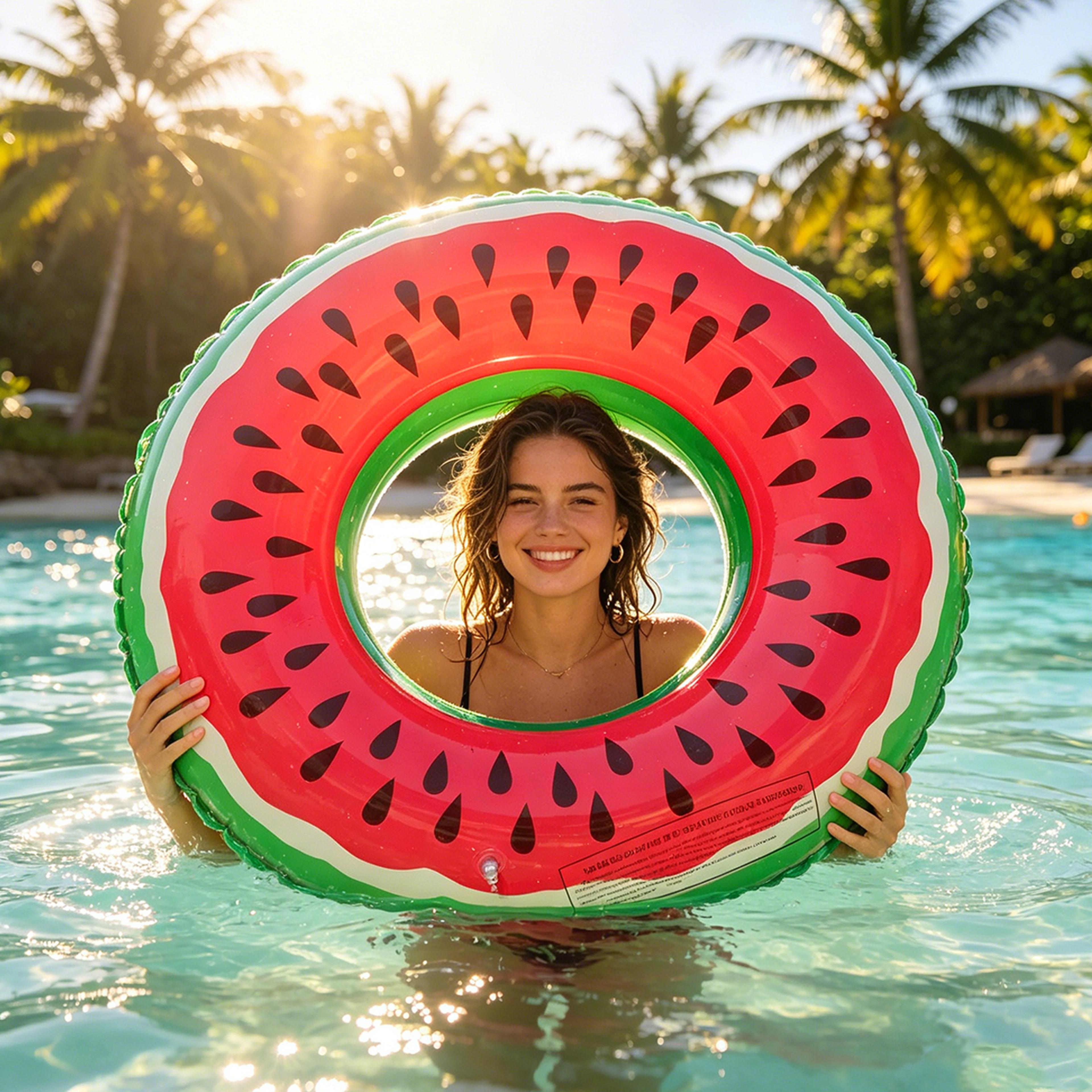 watermelon adult pool float thickened pvc inflatable swim ring for beach & pool fun