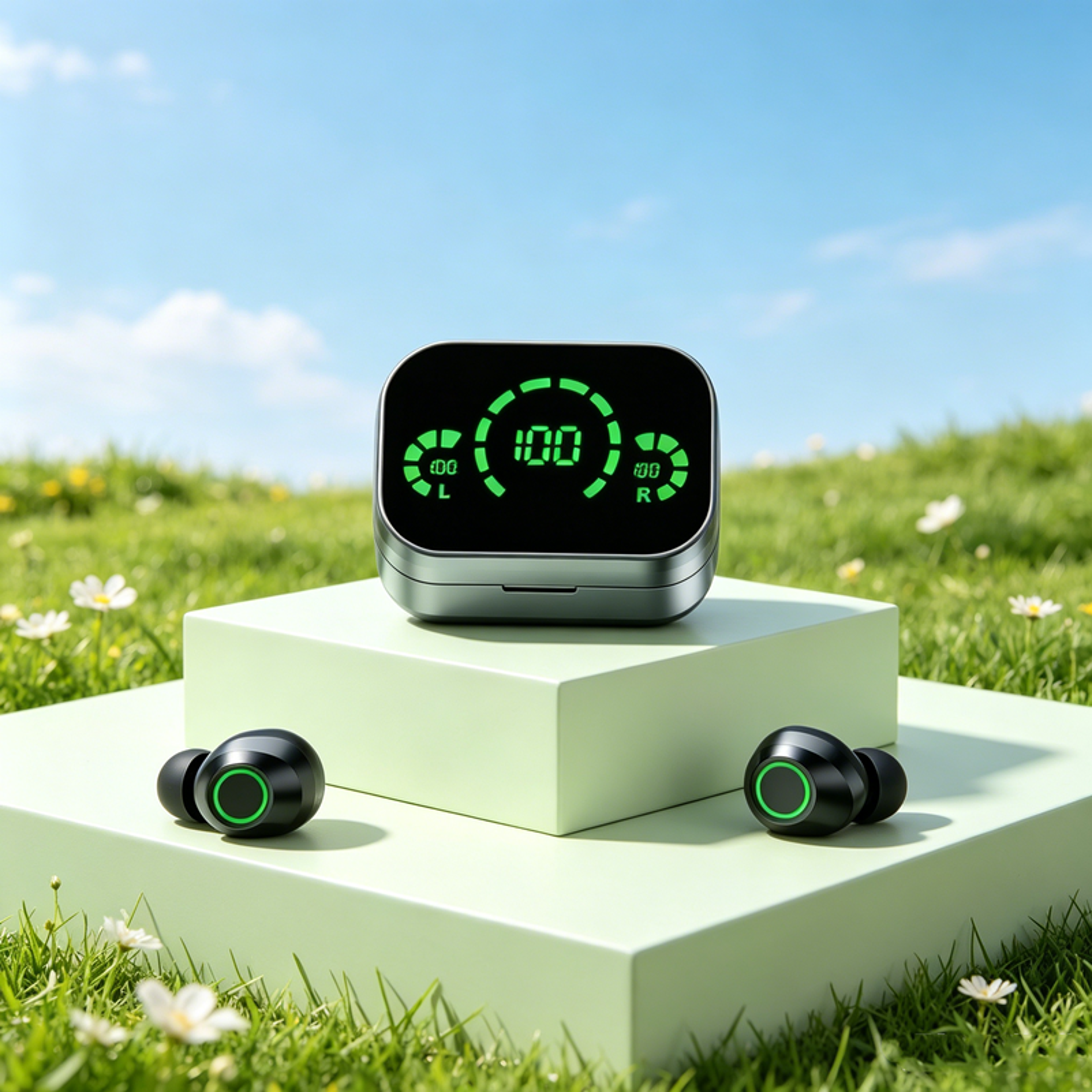 wireless bluetooth earbuds with led charging case, built in mic & tws stereo sound