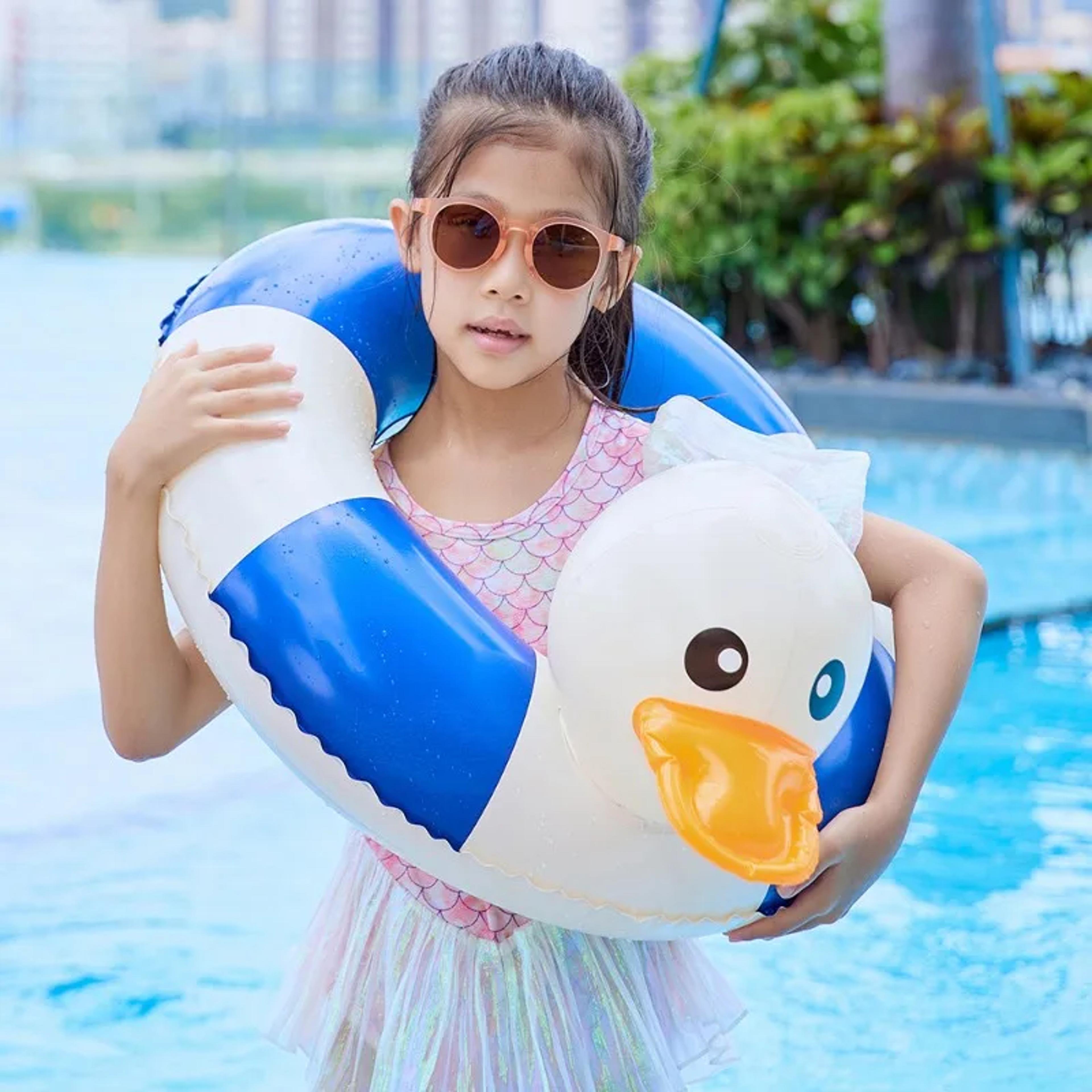 duck stripe baby swim ring thick pvc inflatable baby float for pool & beach fun