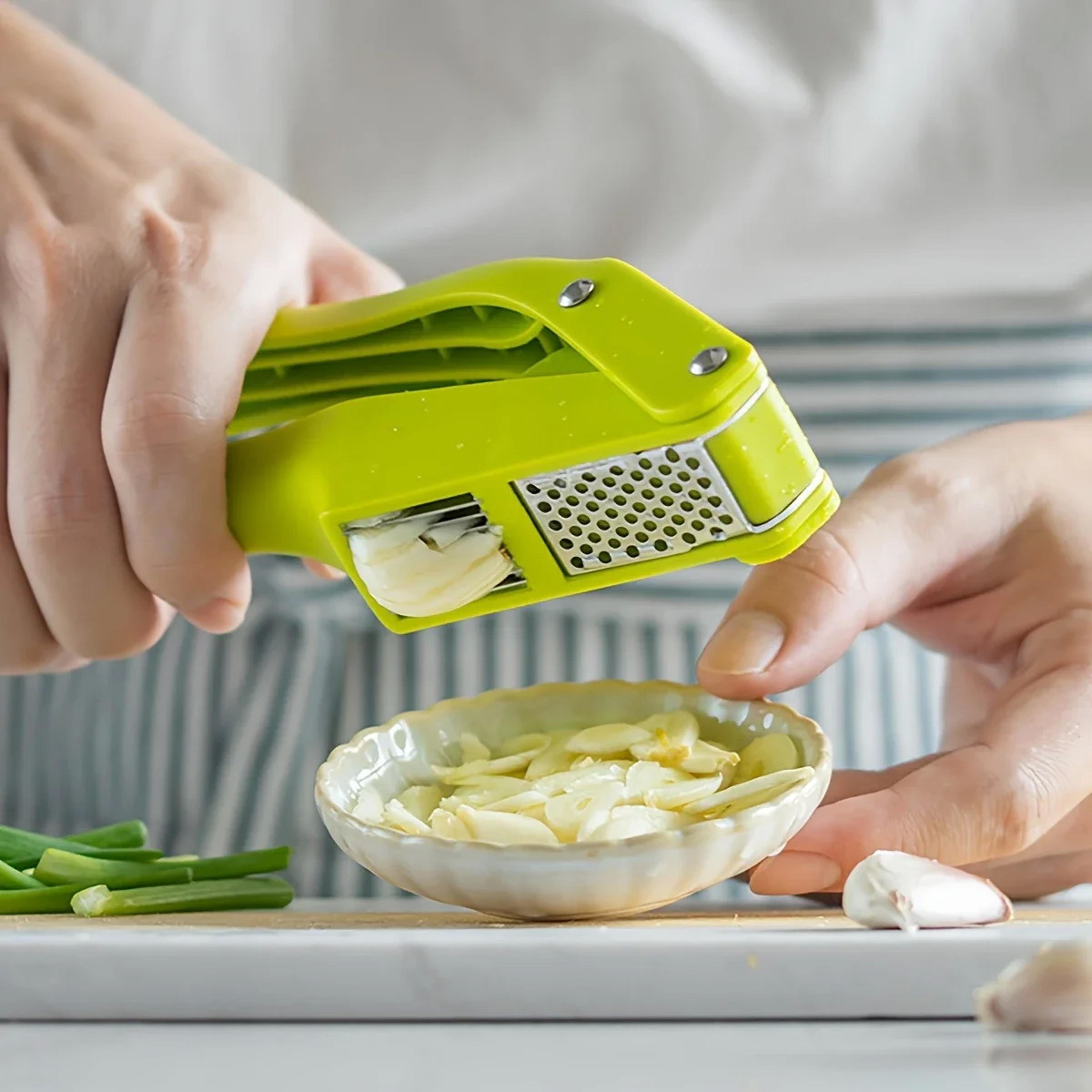 garlic press & garlic slicer manual garlic mincer with easy grip handle