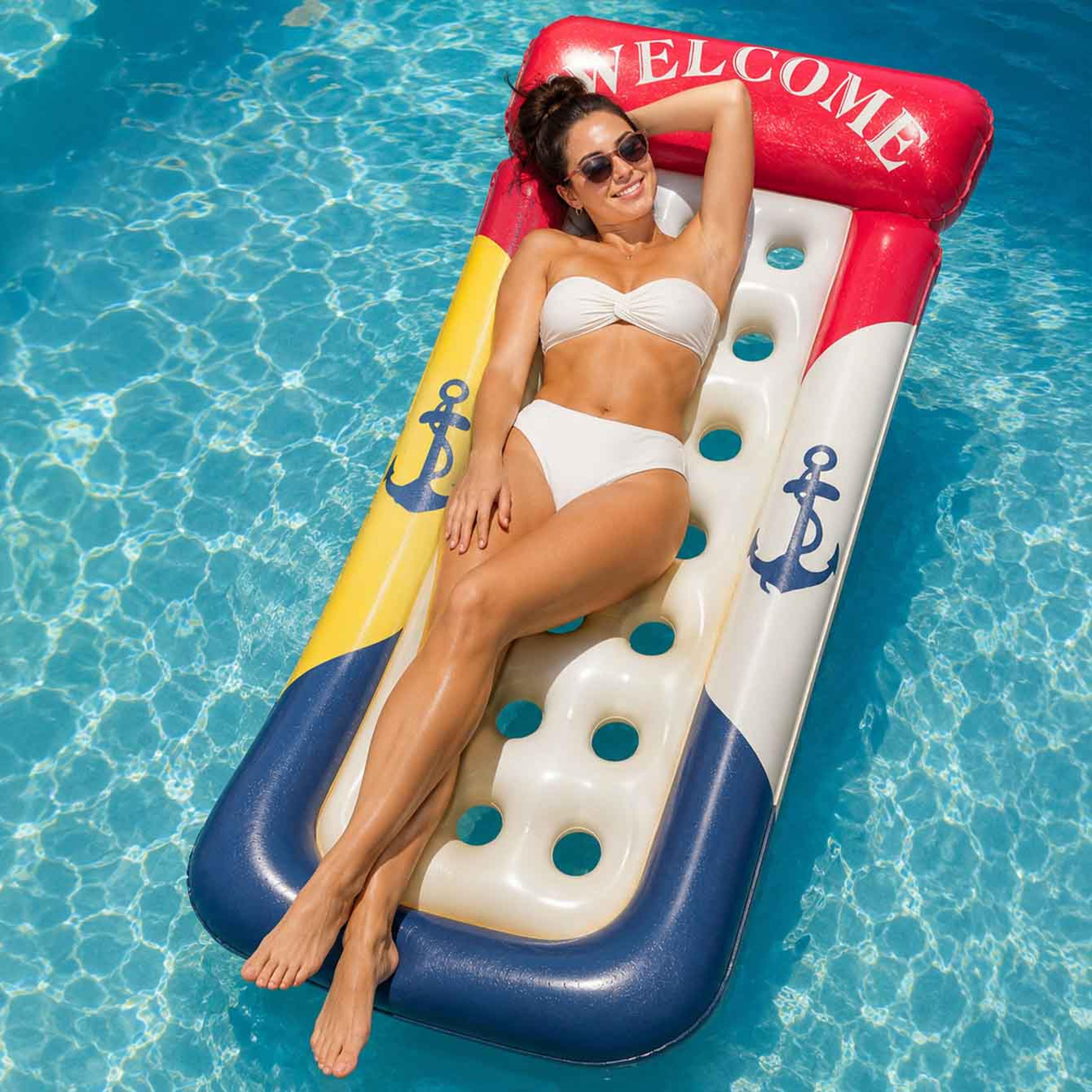 inflatable pool float water hammock adult pool float lounge for relaxing, swimming & pool parties