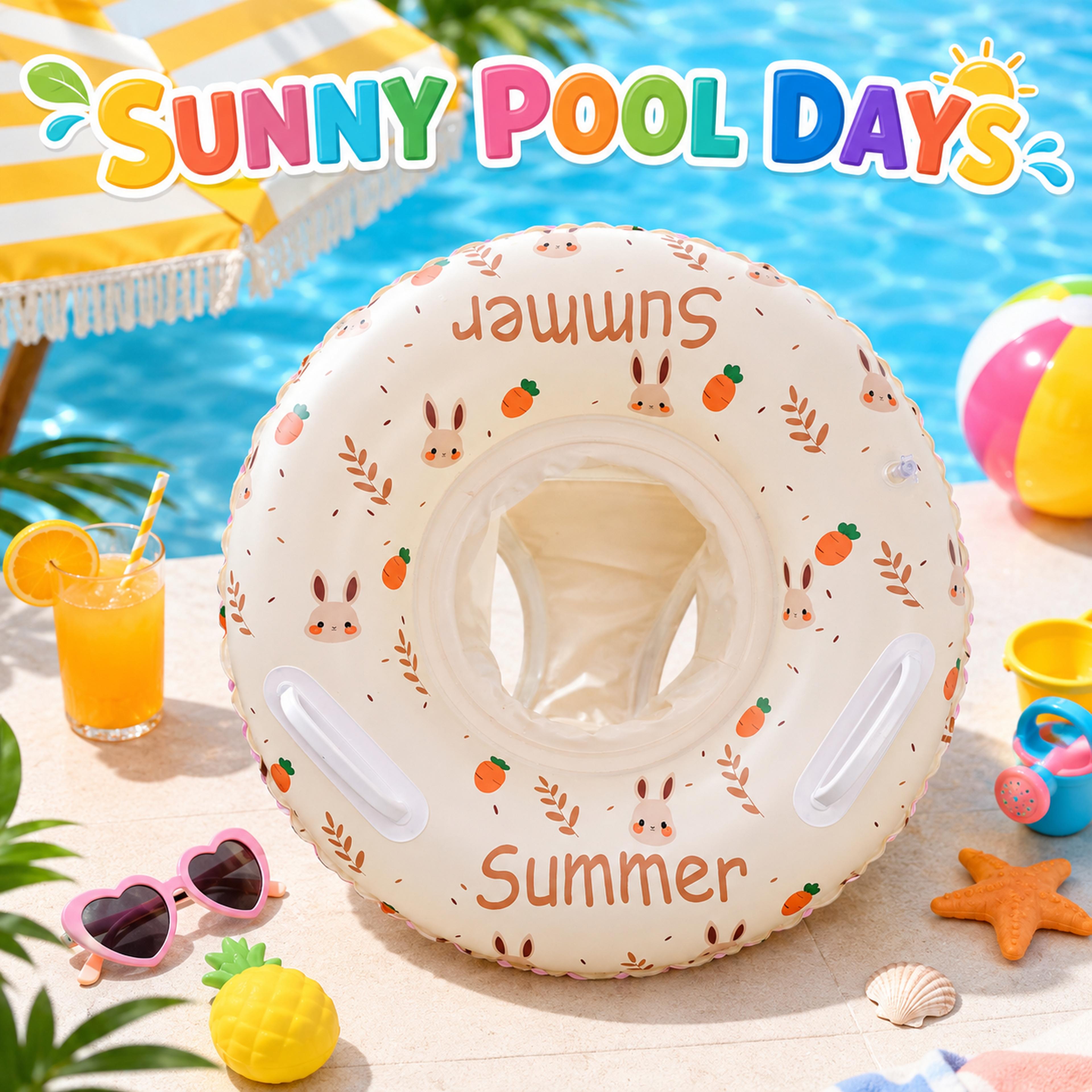 bunny toddler pool float with handles inflatable swim ring pool seat for summer water fun