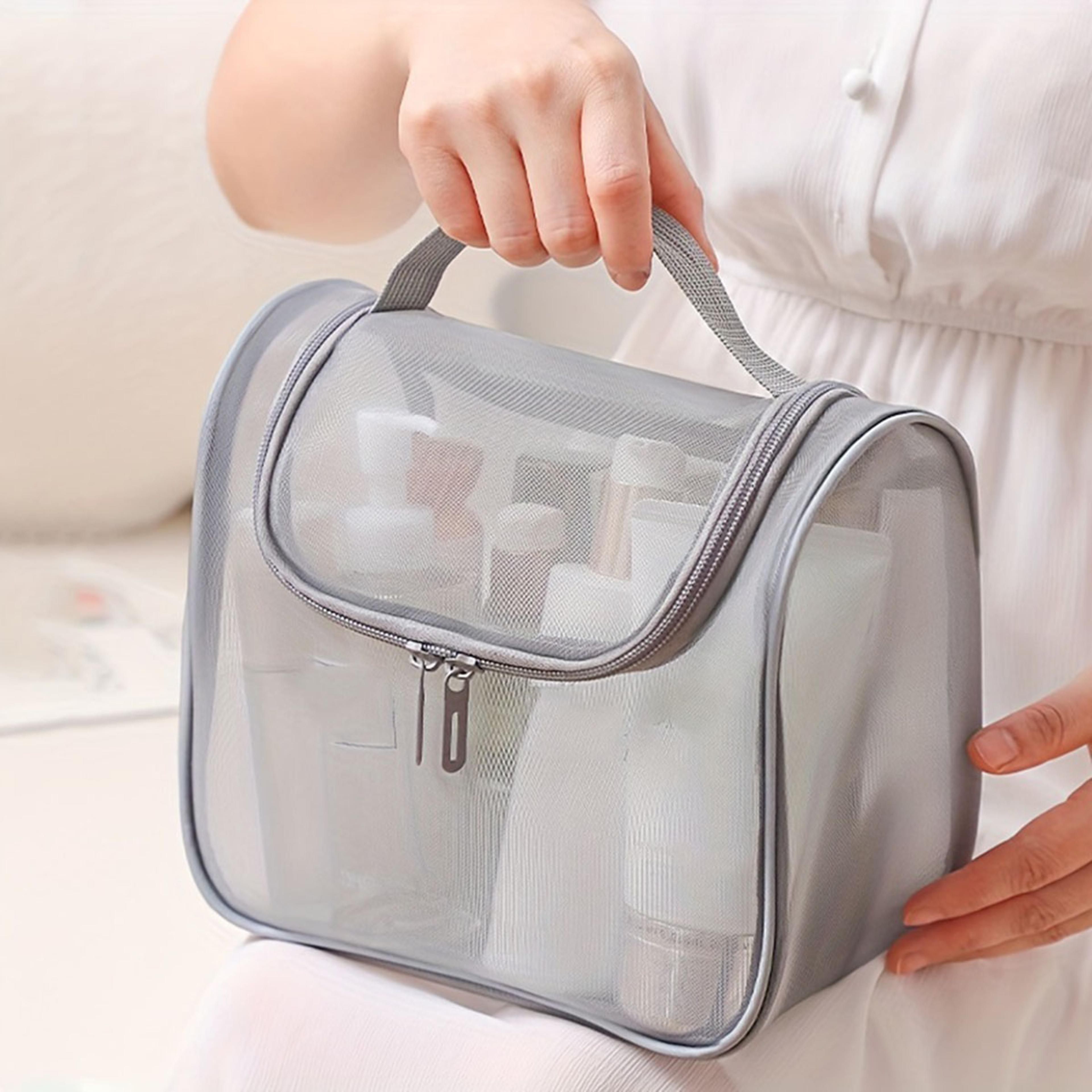 curved travel toiletry bag large capacity makeup organizer with breathable mesh