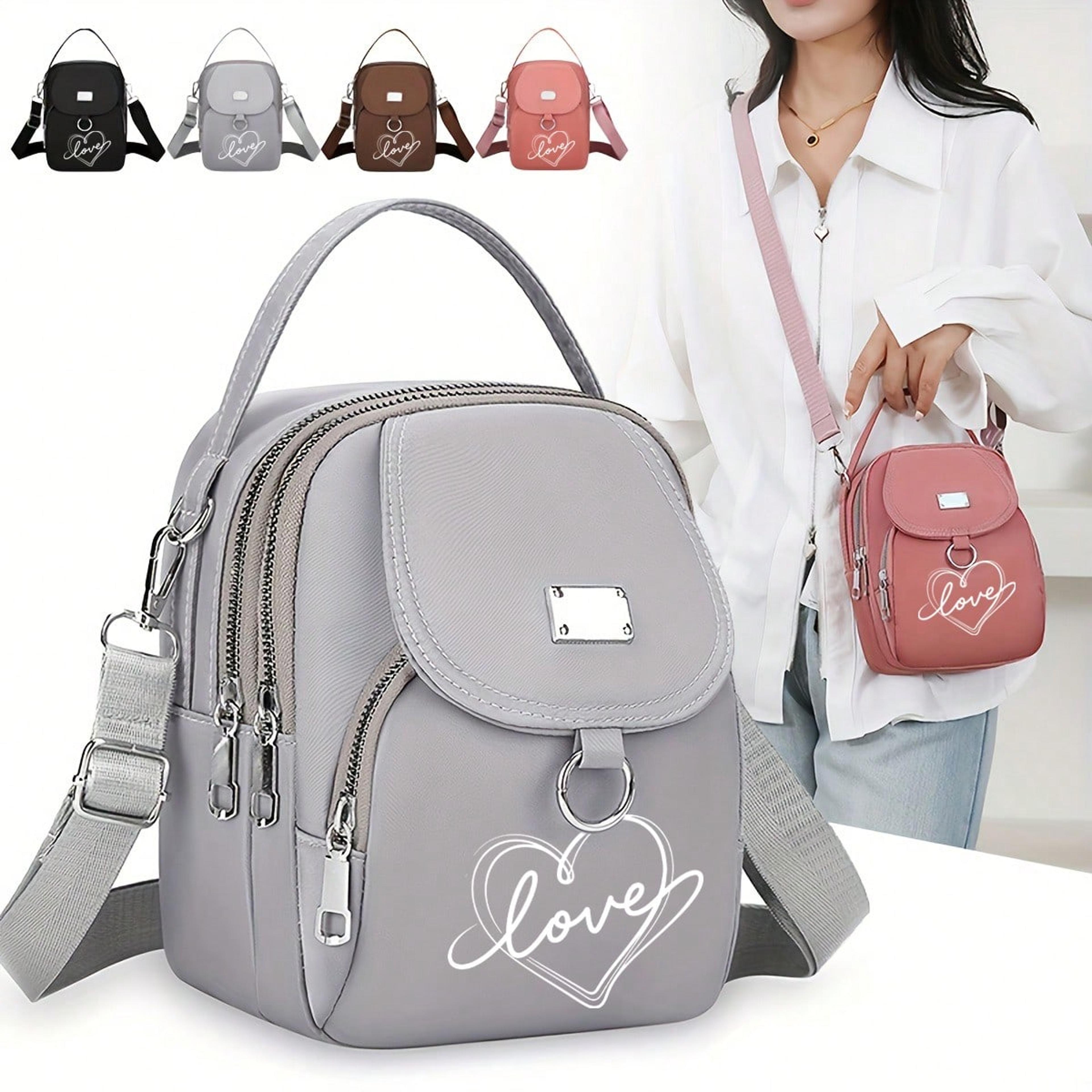 heart print mini crossbody bag for women adjustable shoulder strap small handbag