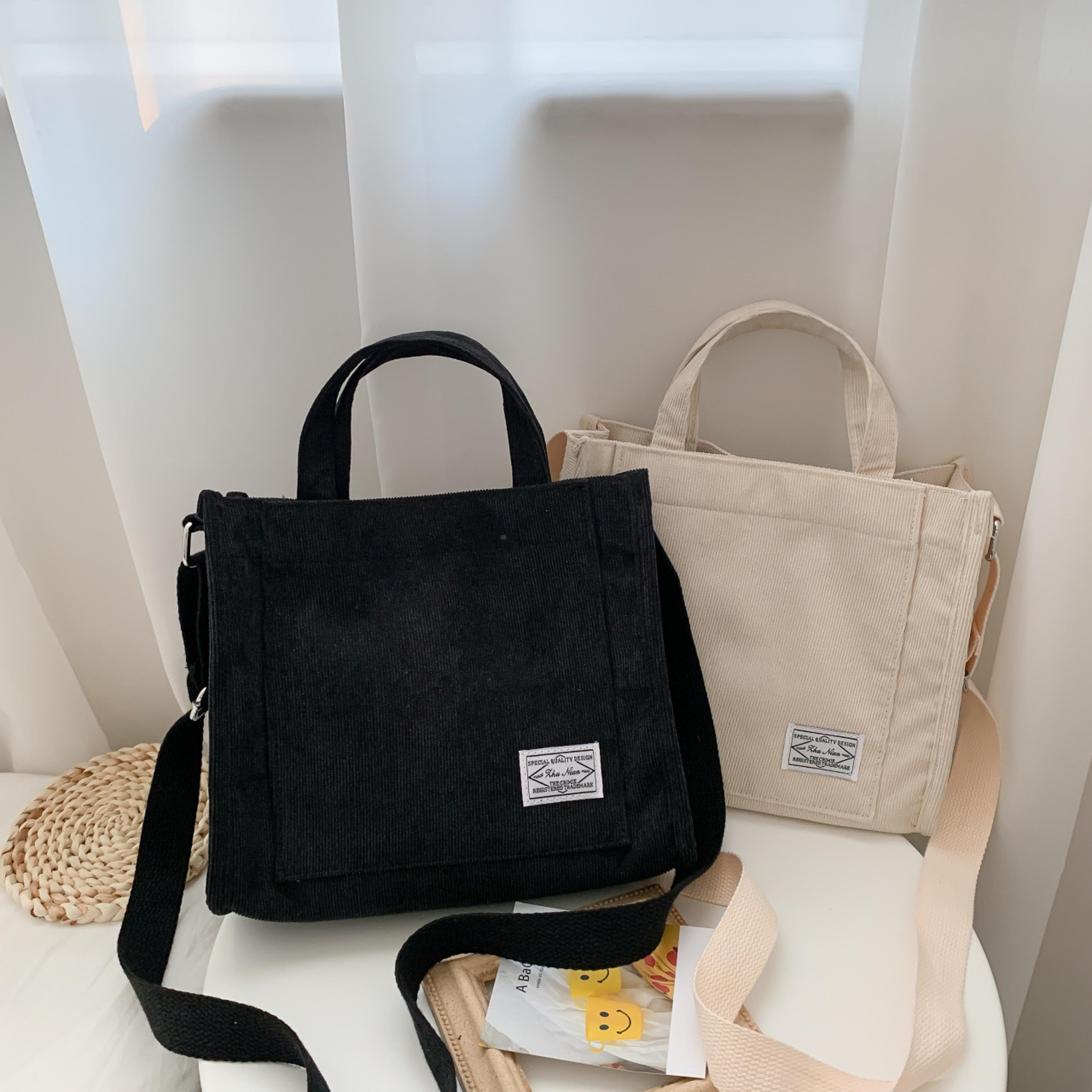soft corduroy crossbody bag for women casual shoulder tote & travel organizer