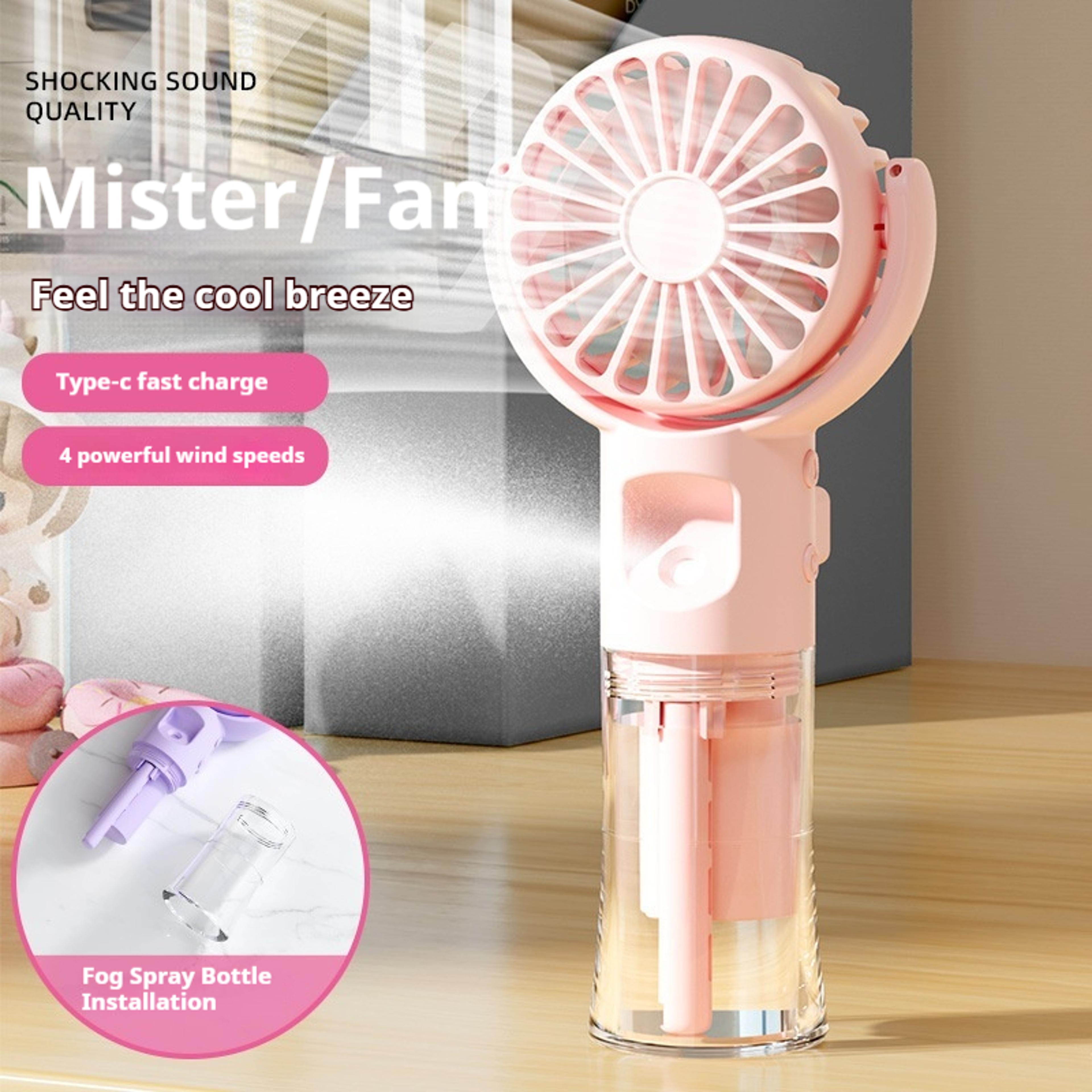portable misting fan handheld mini fan with cooling spray & humidifier for outdoor travel