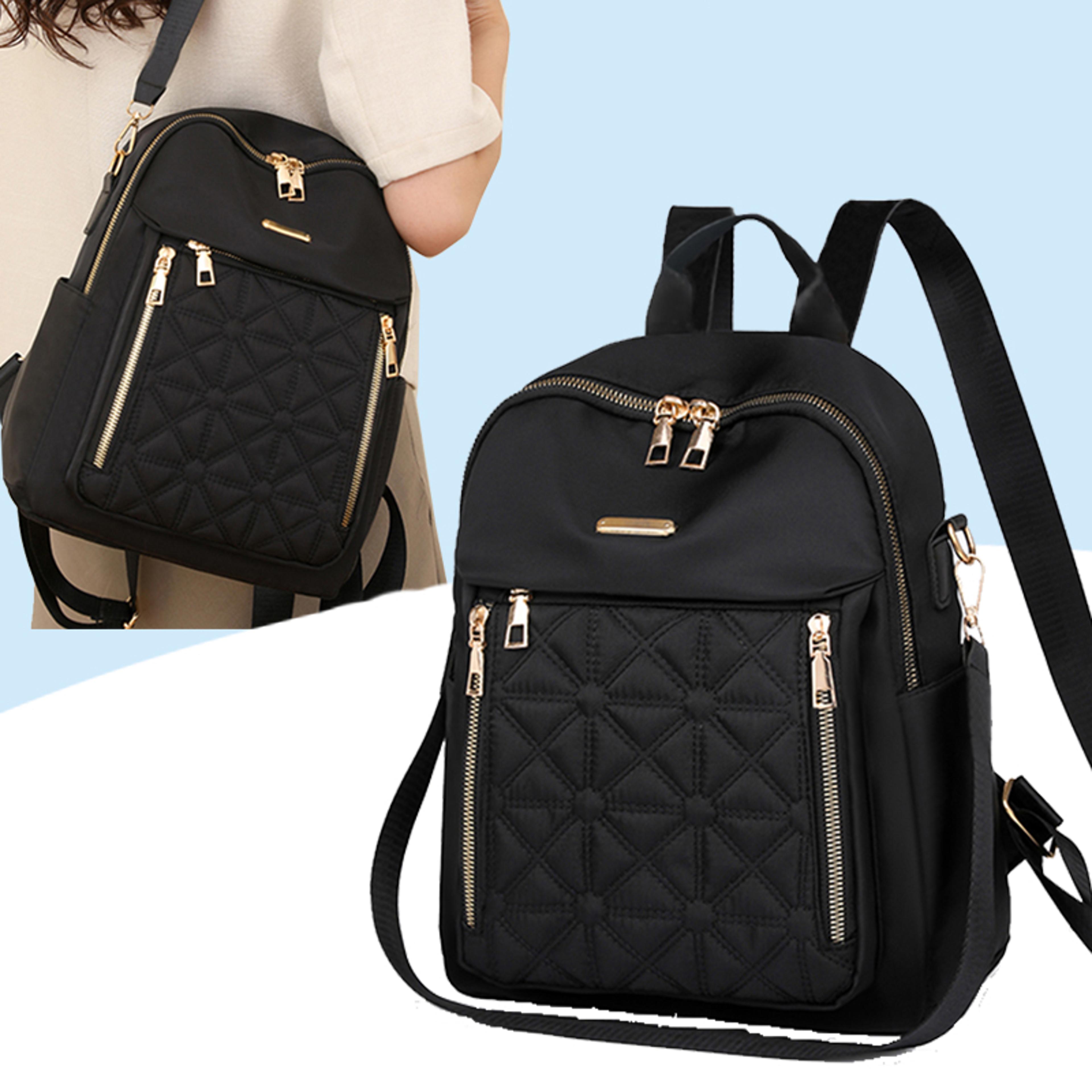 elegant anti theft backpack for women embossed travel & school backpack with padded straps