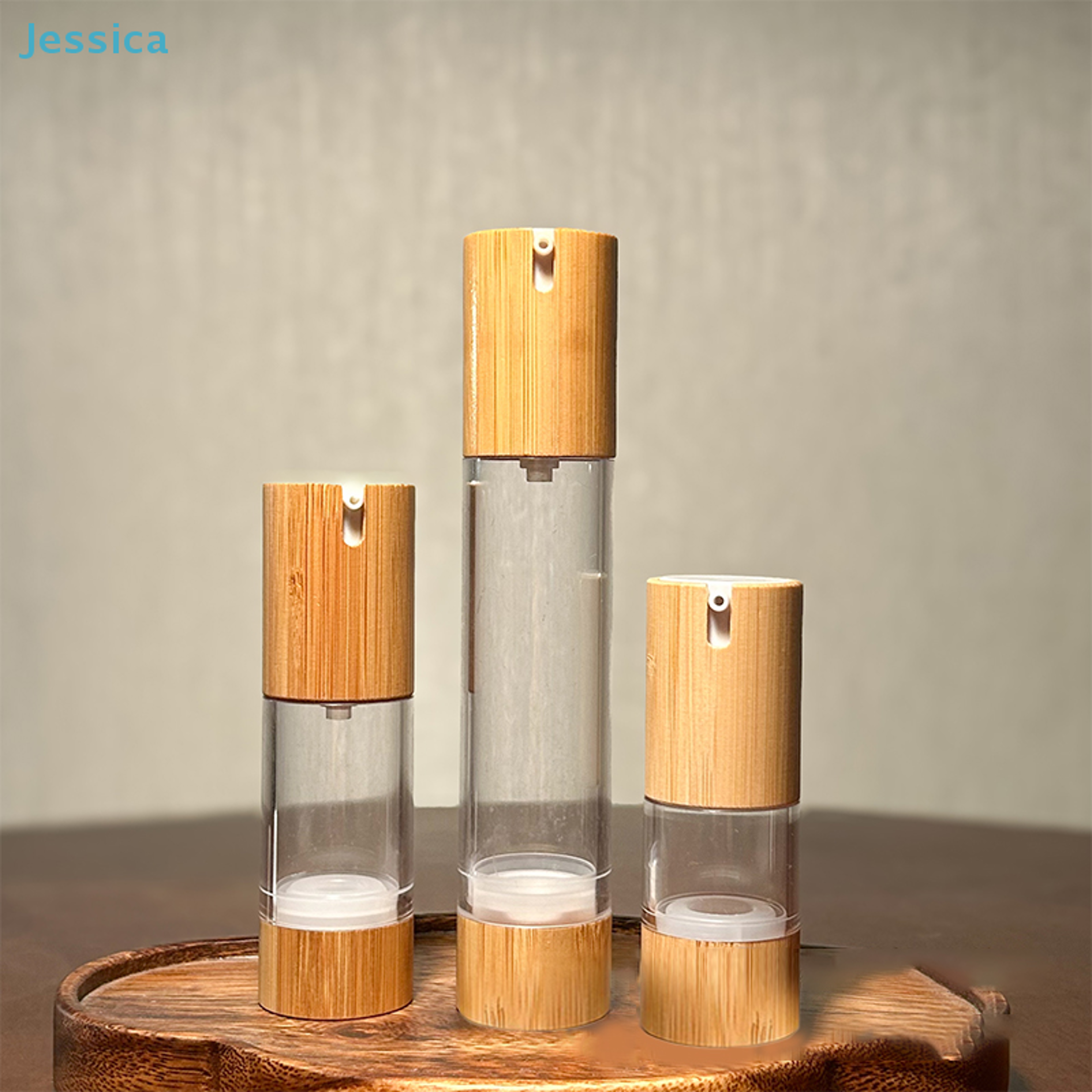 bamboo & glass travel bottles set refillable cosmetic containers for perfume, lotion & skincare