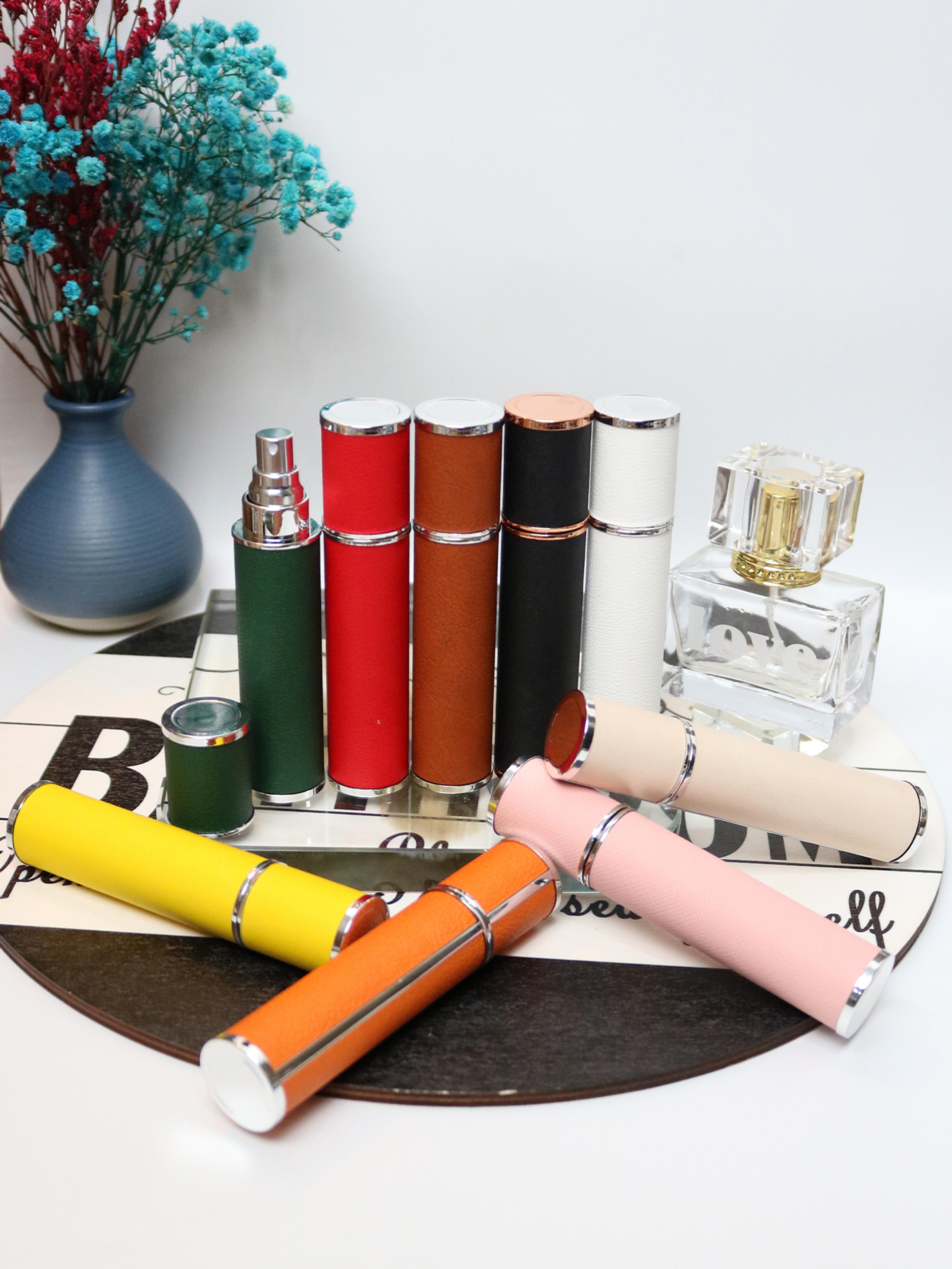 luxe scent refillable perfume atomizer leather travel perfume bottle