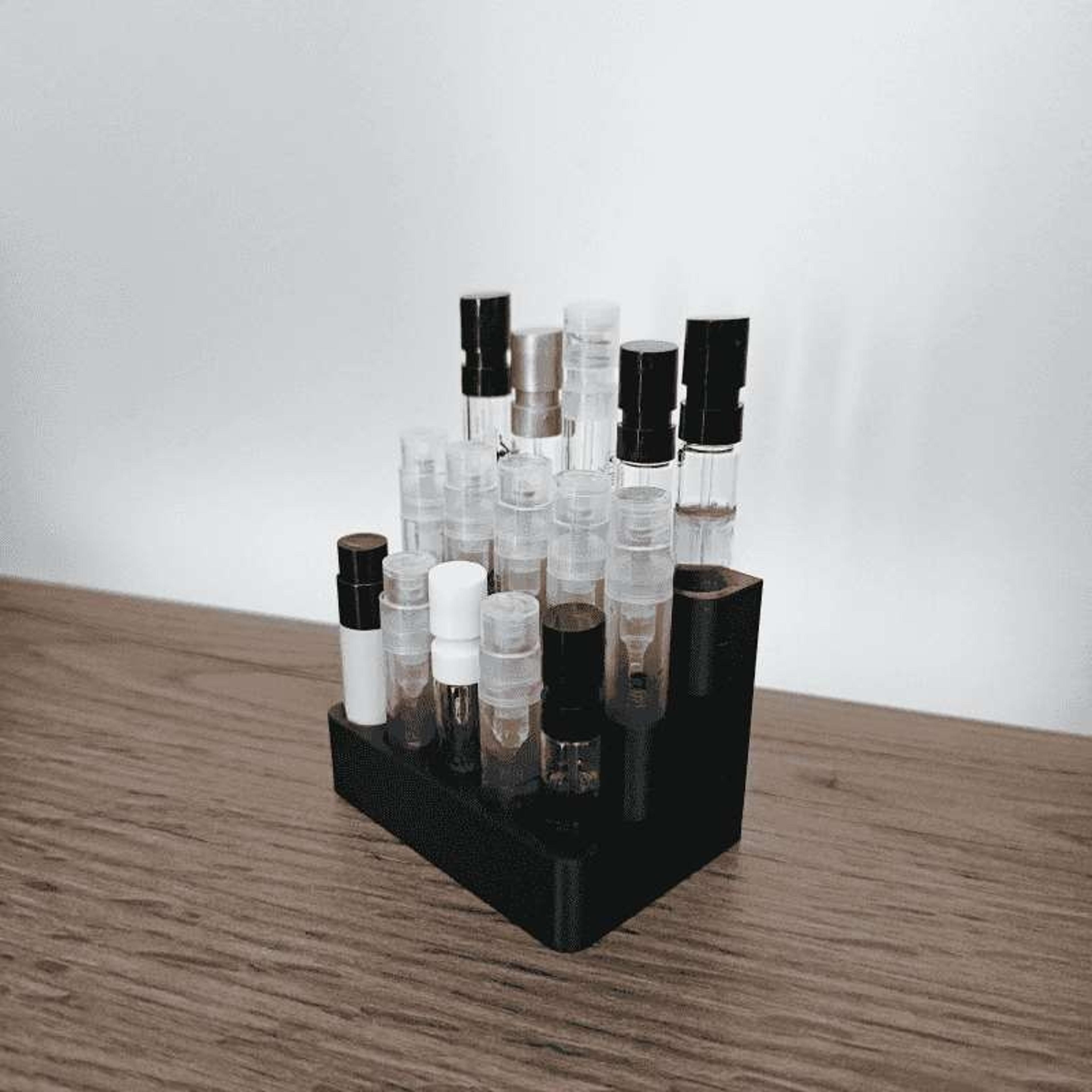 perfume sample holder and fragrance vial organizer display stand
