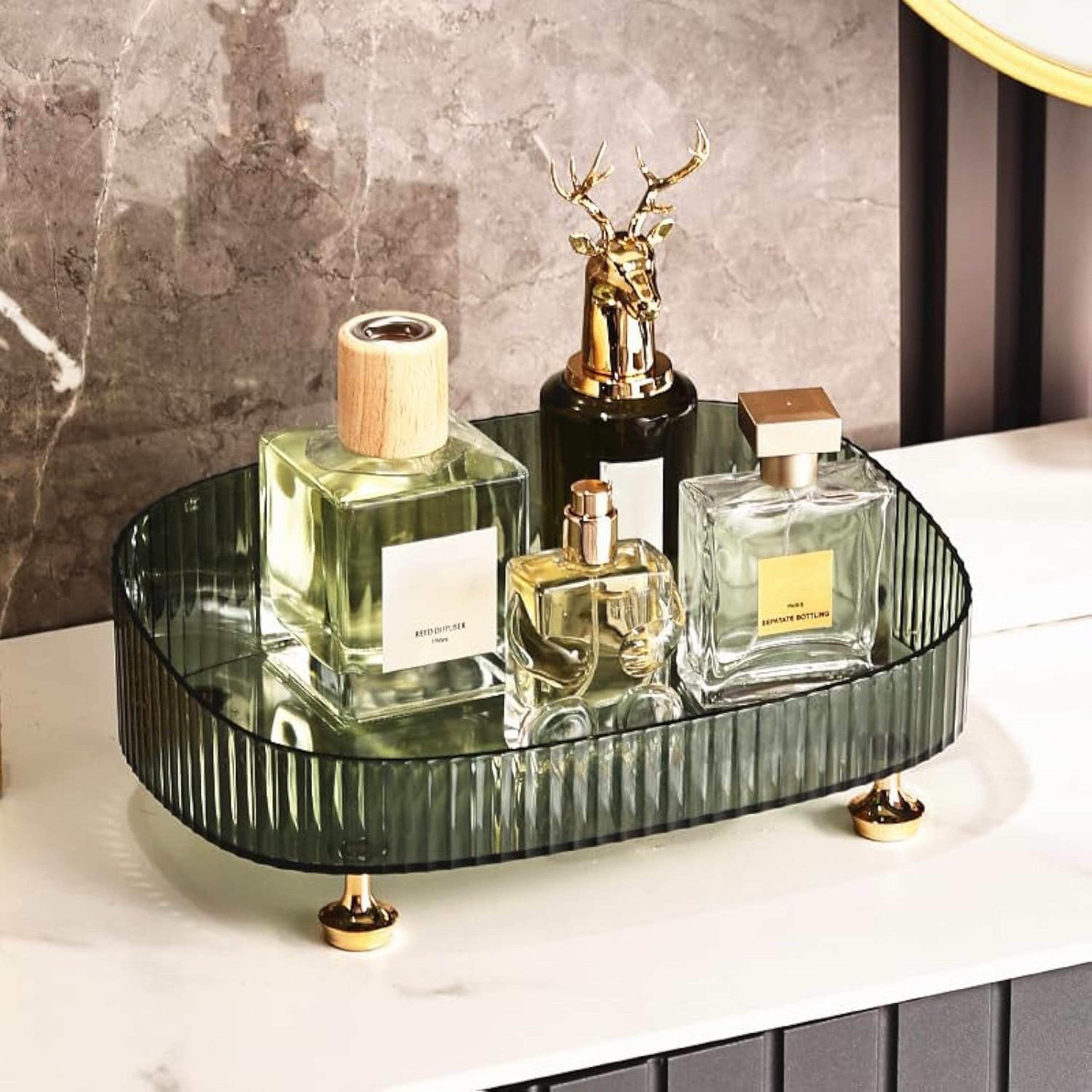 elegant makeup organizer and perfume organizer vanity tray for skincare & cosmetics