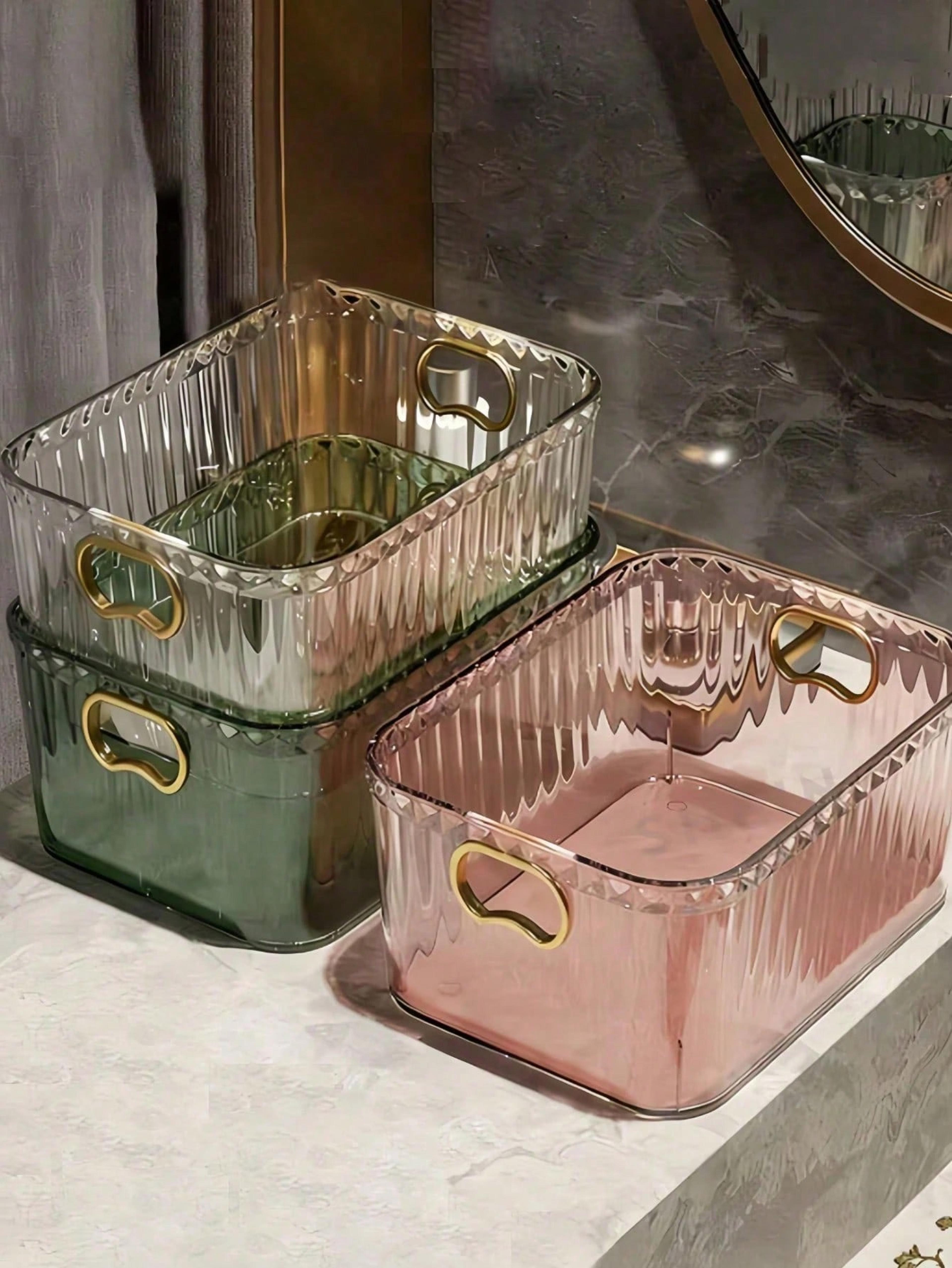 luxury clear makeup organizer portable acrylic cosmetic storage box for vanity and skincare