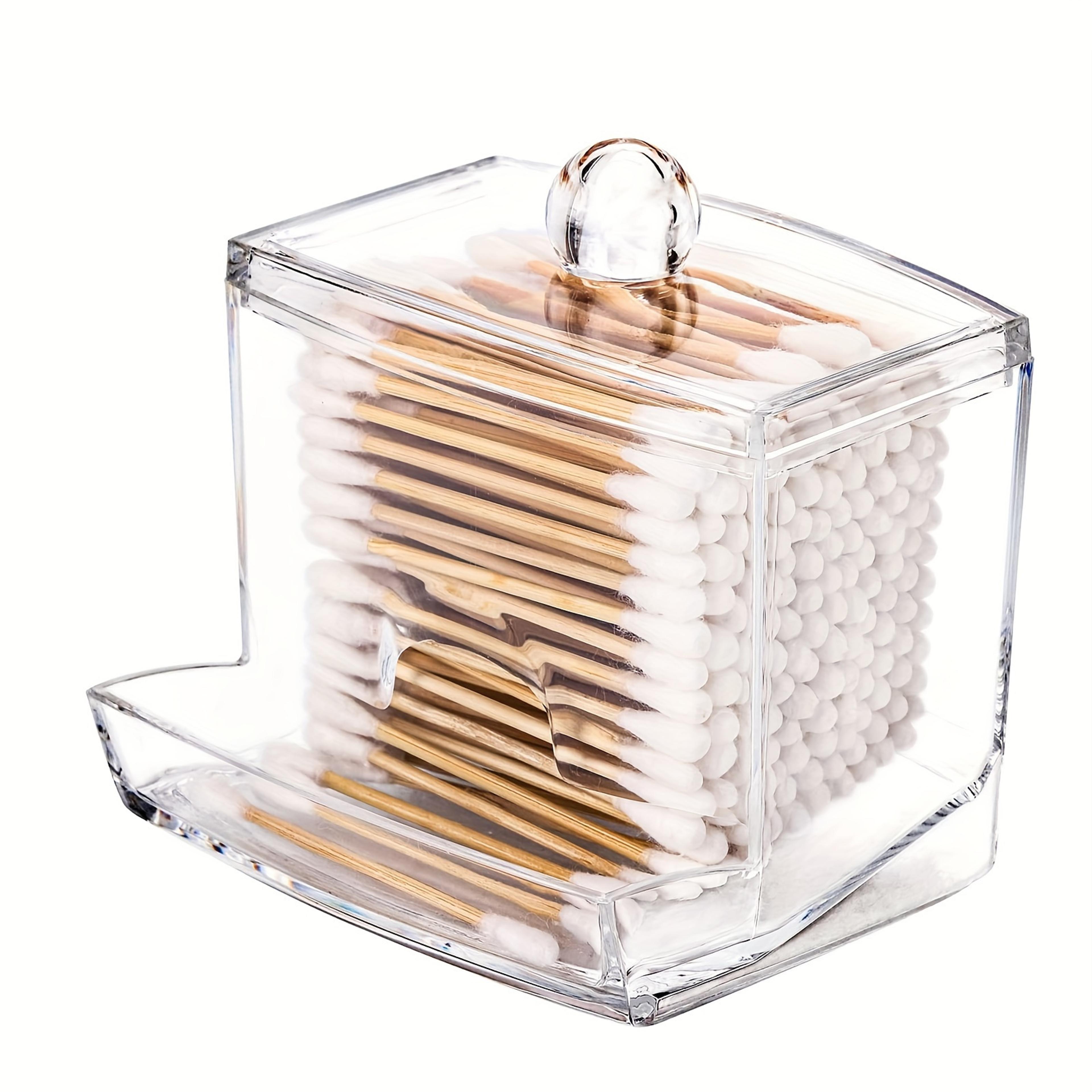 crystal clear acrylic cotton swab holder and cotton pad organizer with lid