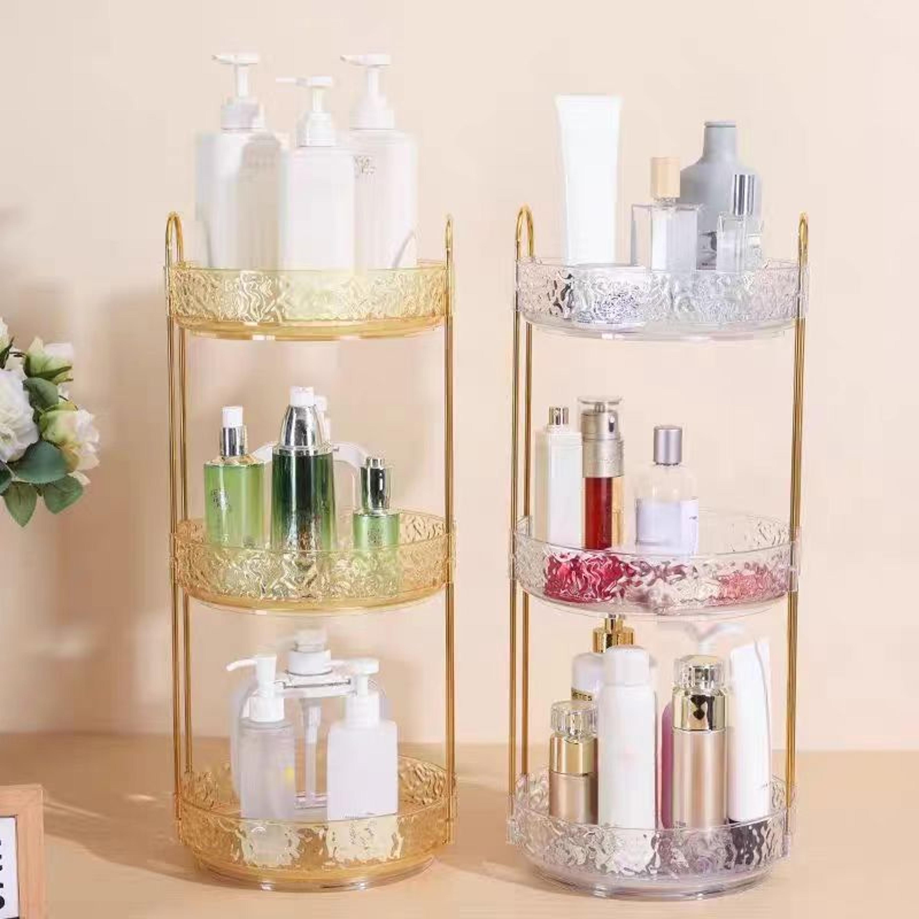 water ripple rotating makeup organizer and perfume organizer for vanity & skincare