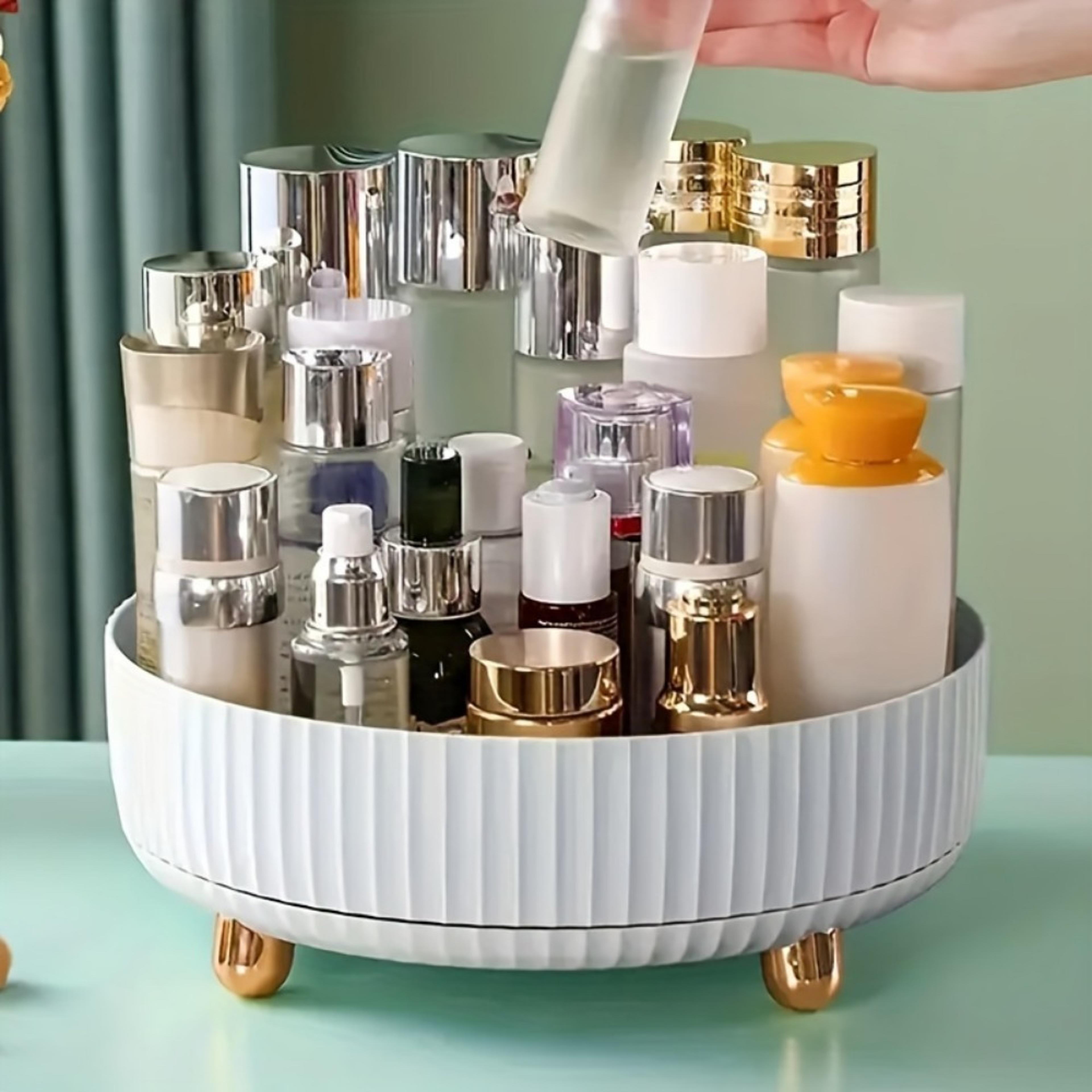 rotating makeup organizer large capacity perfume organizer and vanity storage tray