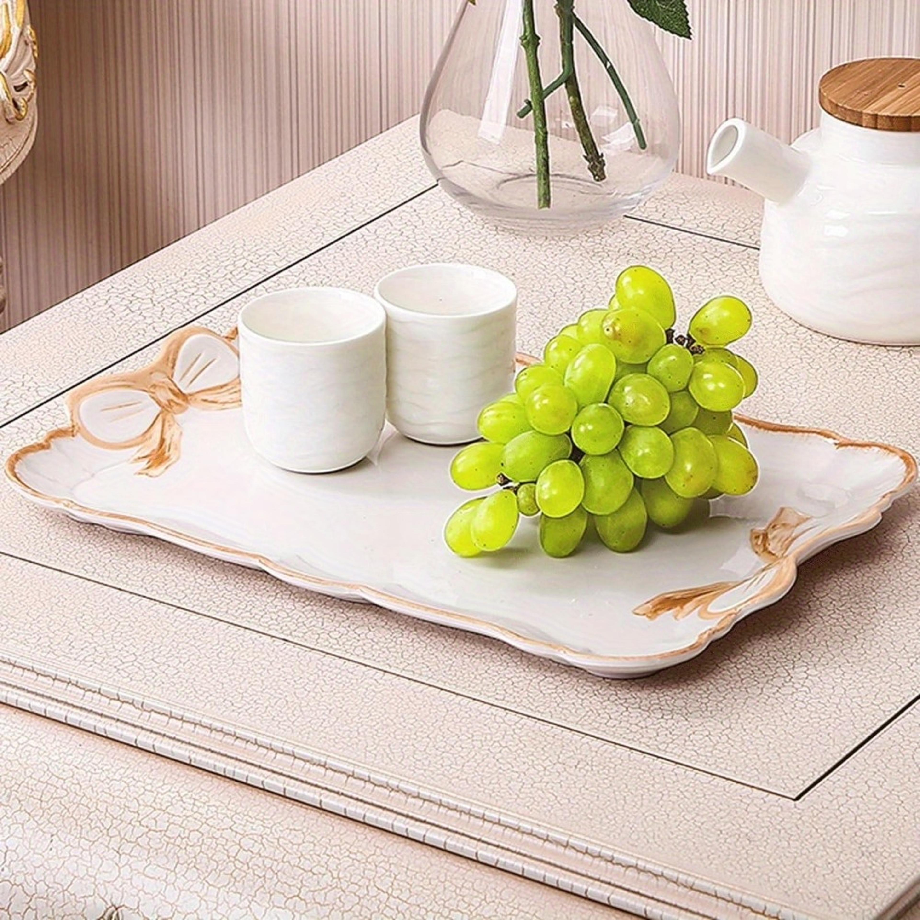elegant bow jewelry organizer tray for desserts, candy and vanity decor