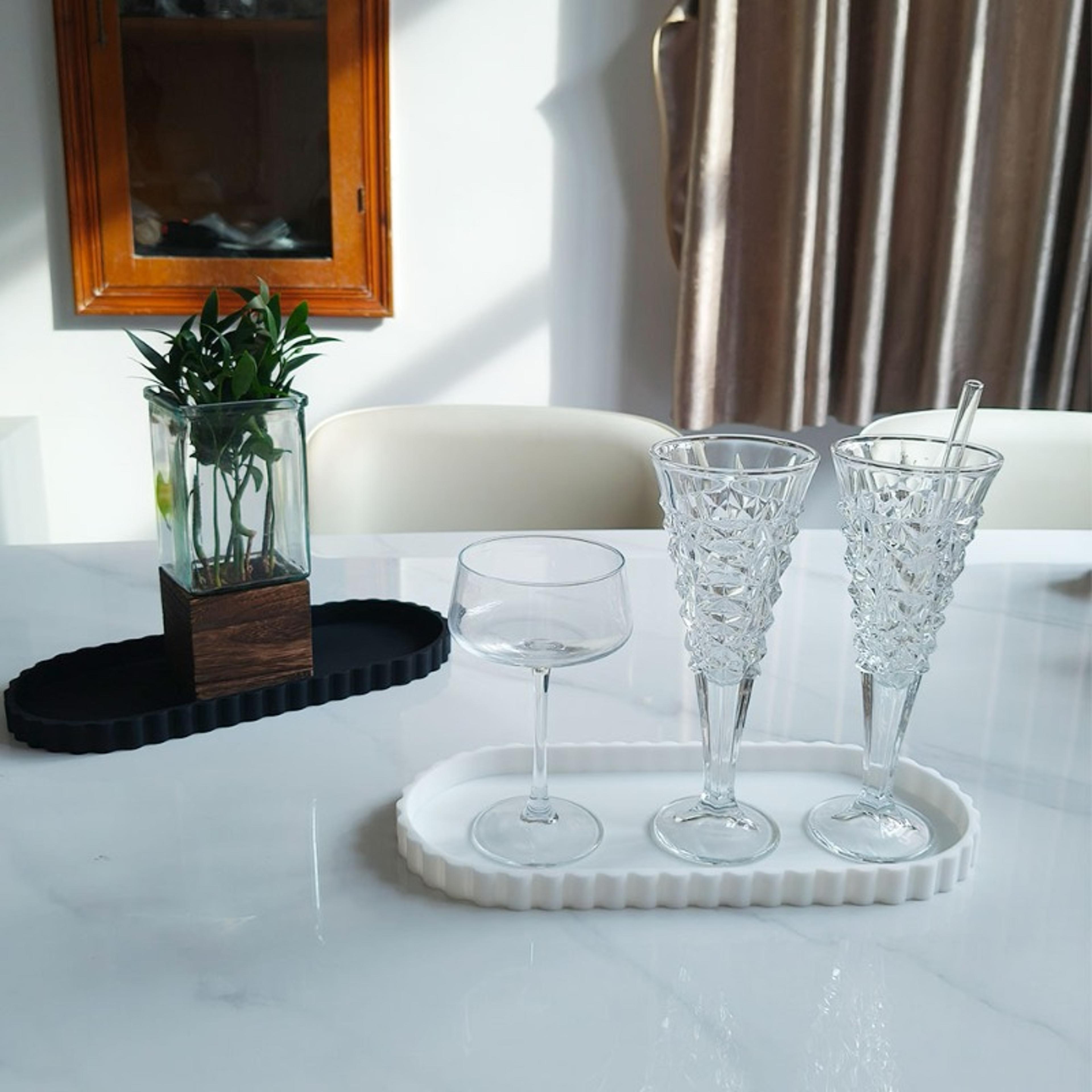 marble oval silicone vanity tray, decorative countertop organizer for bathroom and kitchen