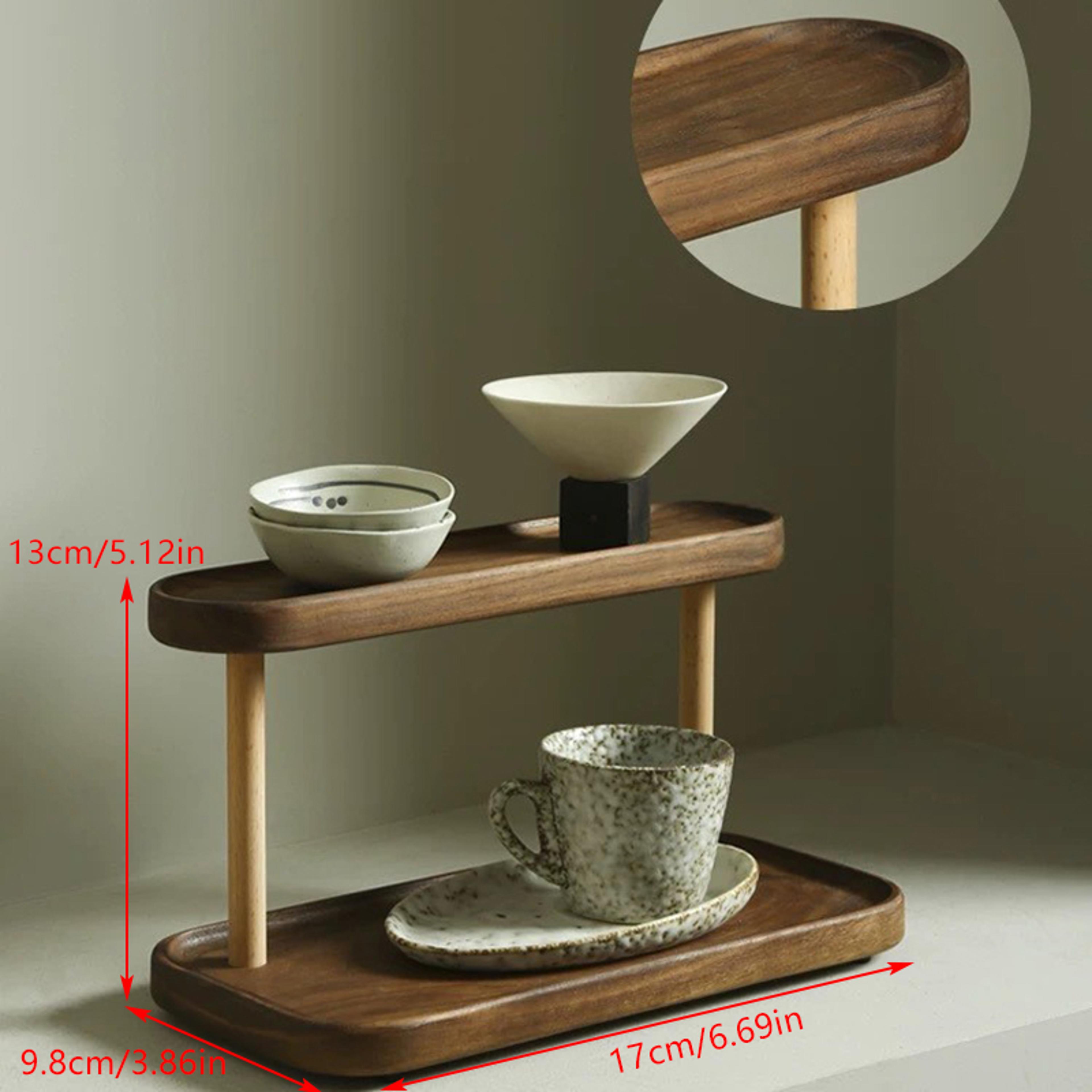 wooden desktop organizer space saving desk storage shelf for cosmetics & essentials