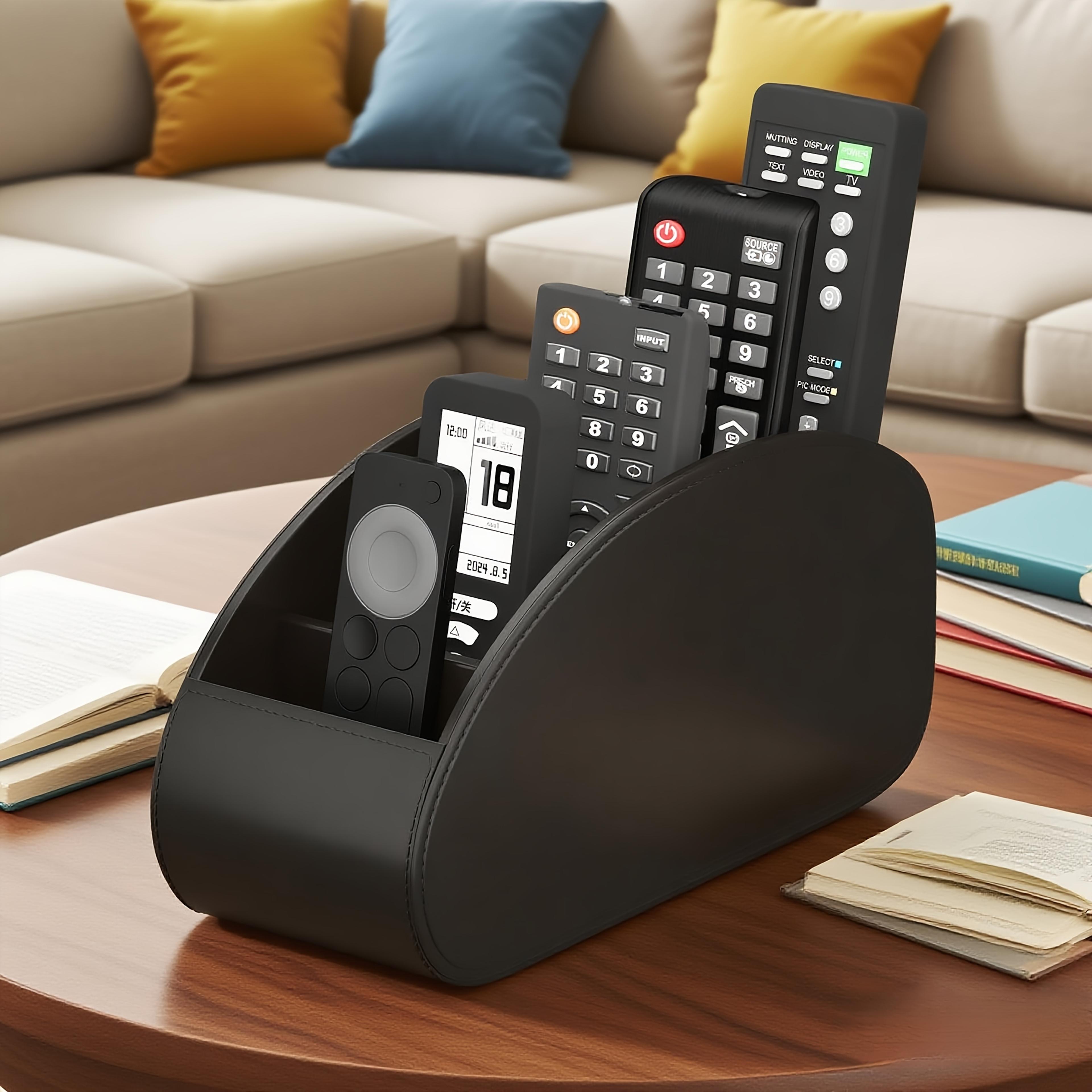 space saving remote control holder and desktop organizer for tv remotes, media players and pens