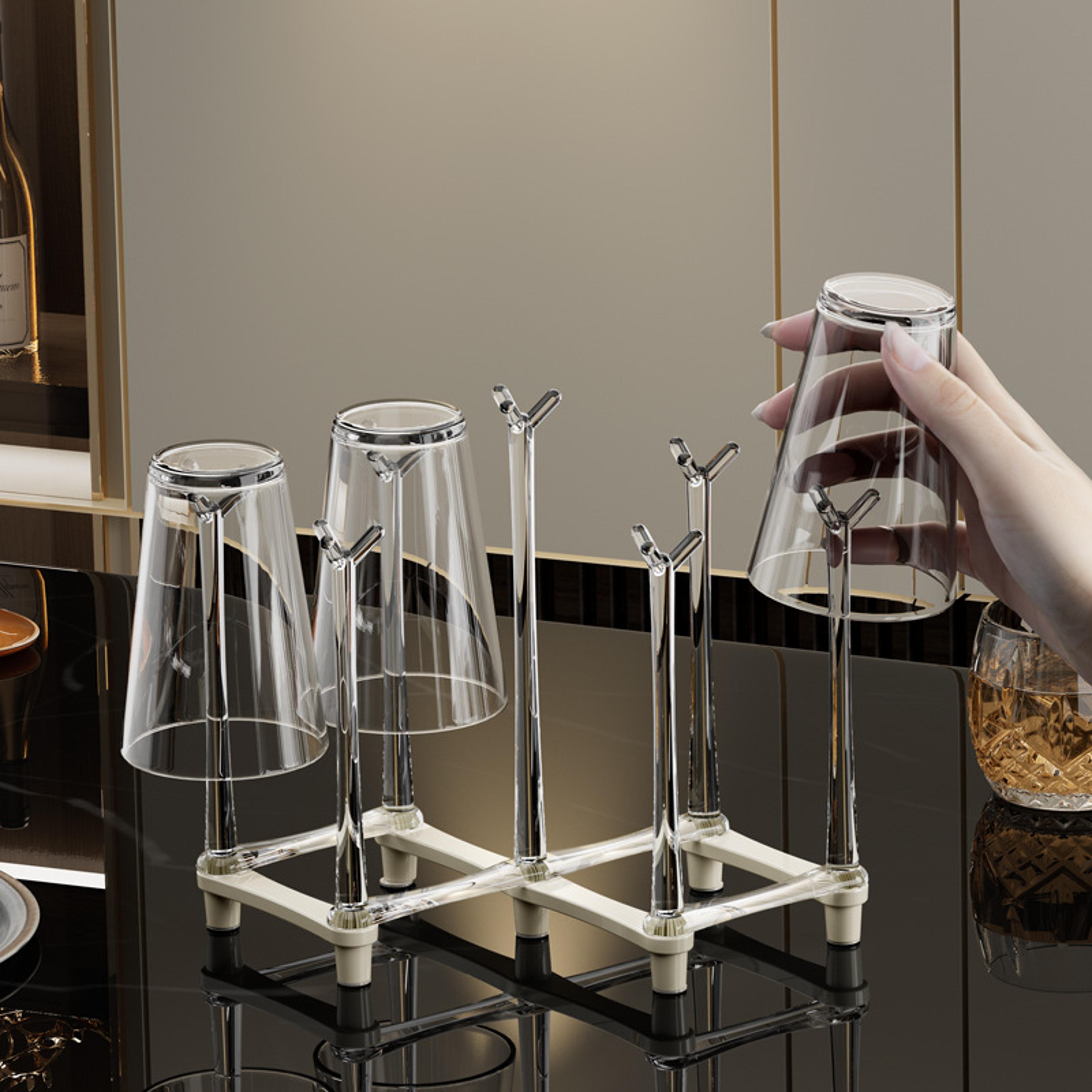 space saving coffee mug holder & cup drying rack with drain tray
