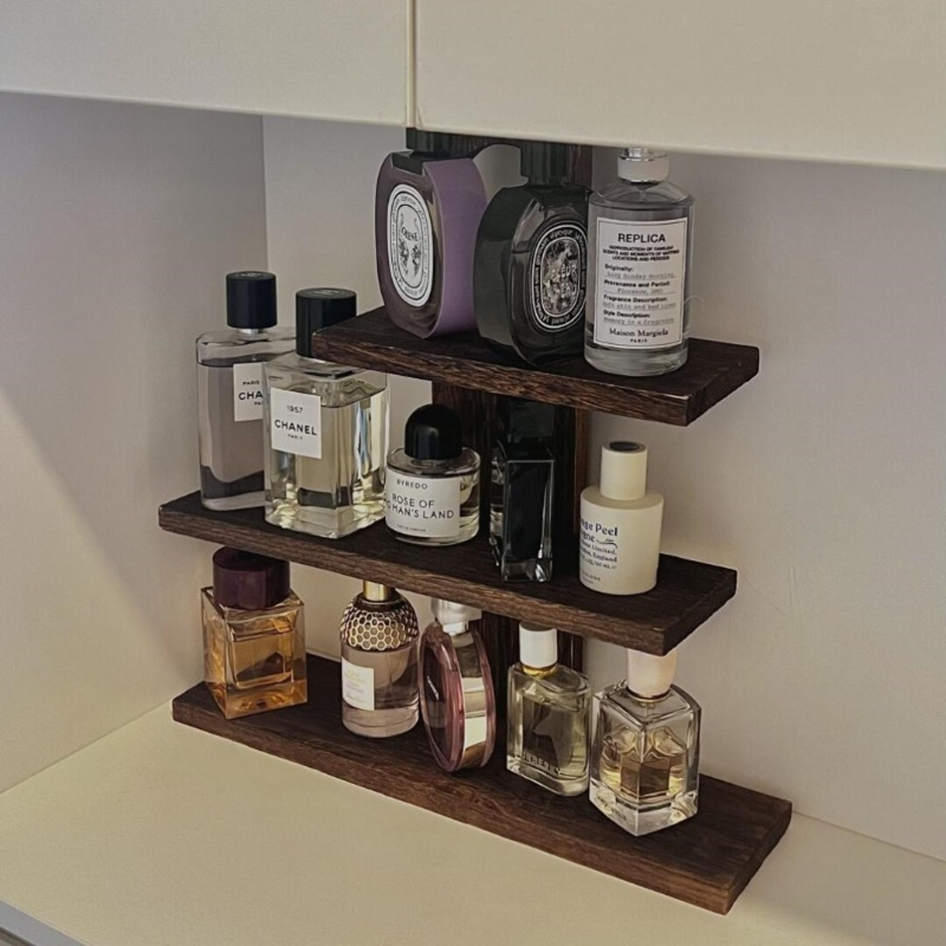 vintage wood perfume organizer tiered perfume display stand for vanity & countertop