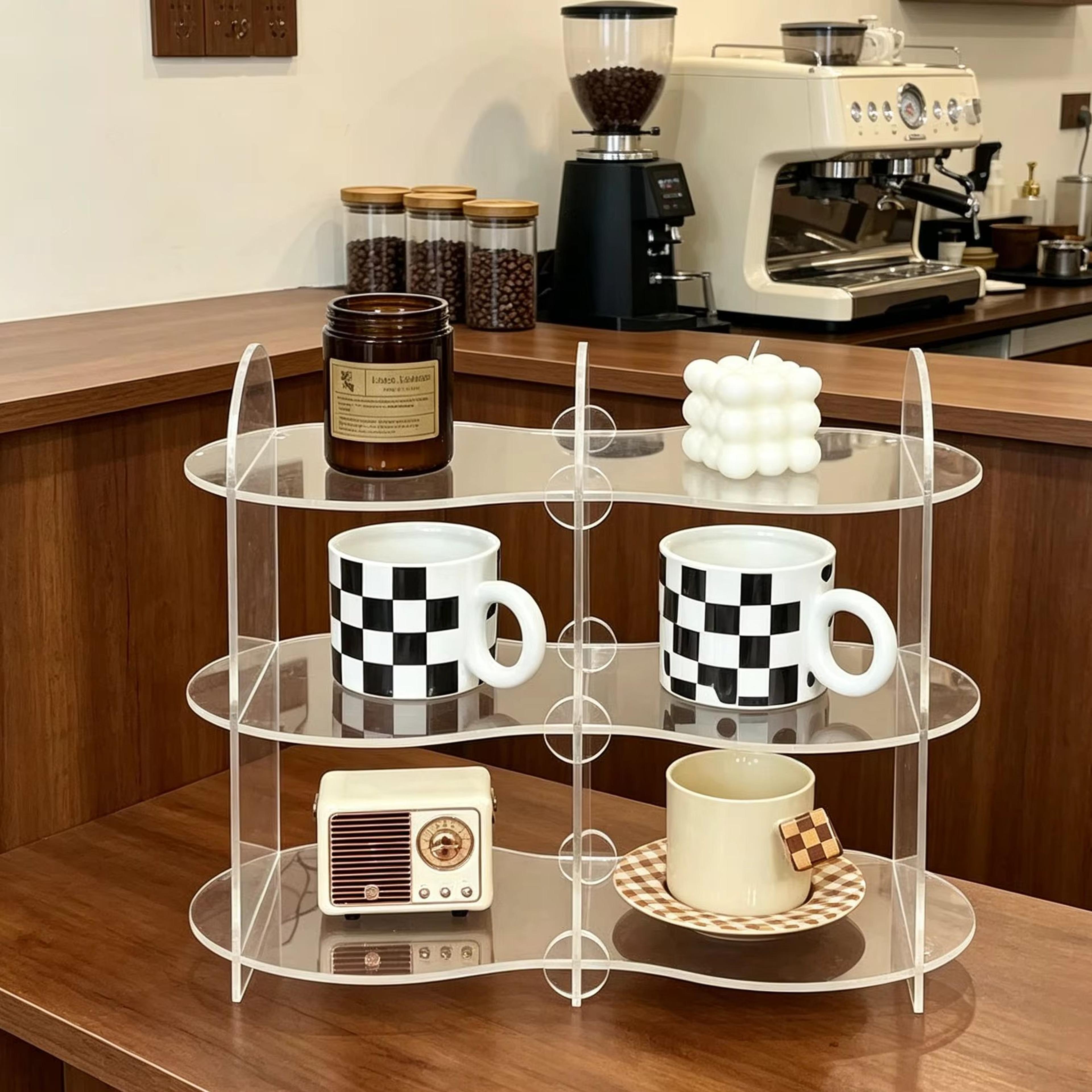 clear acrylic display stand for mugs, perfume and cosmetics