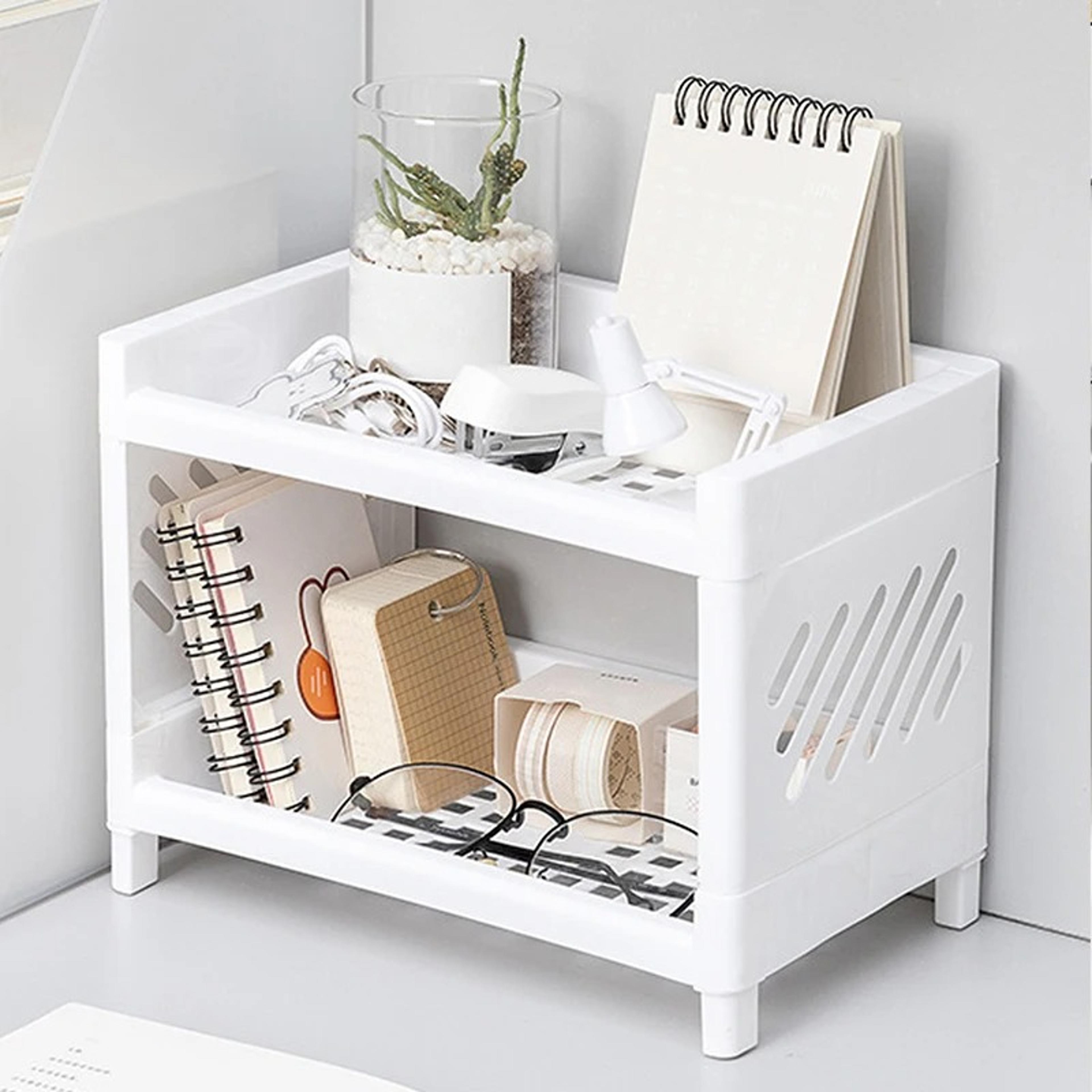desk organizer space saving desktop storage rack for office, stationery & cosmetics