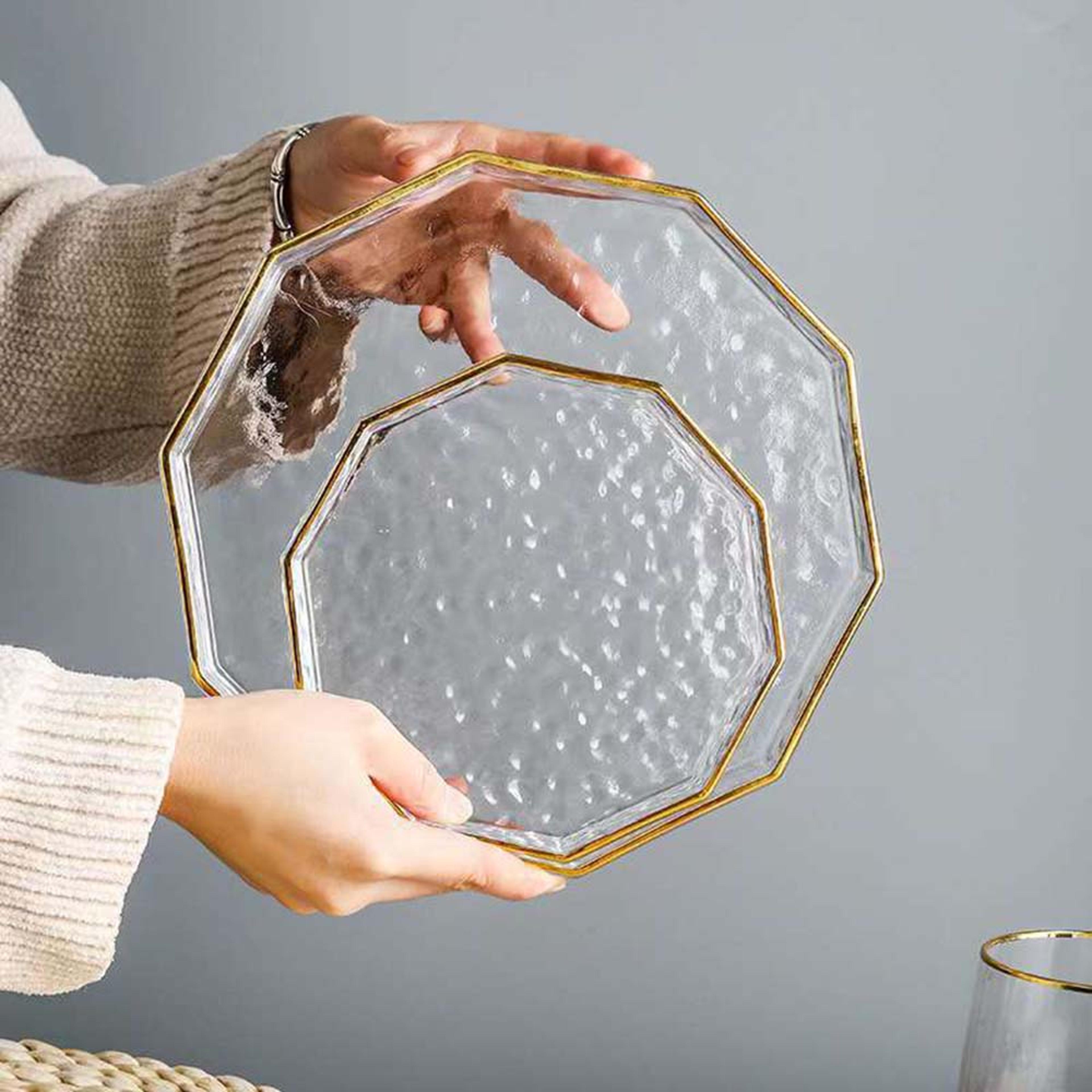 crystal glass makeup organizer tray for perfume, jewelry and vanity decor