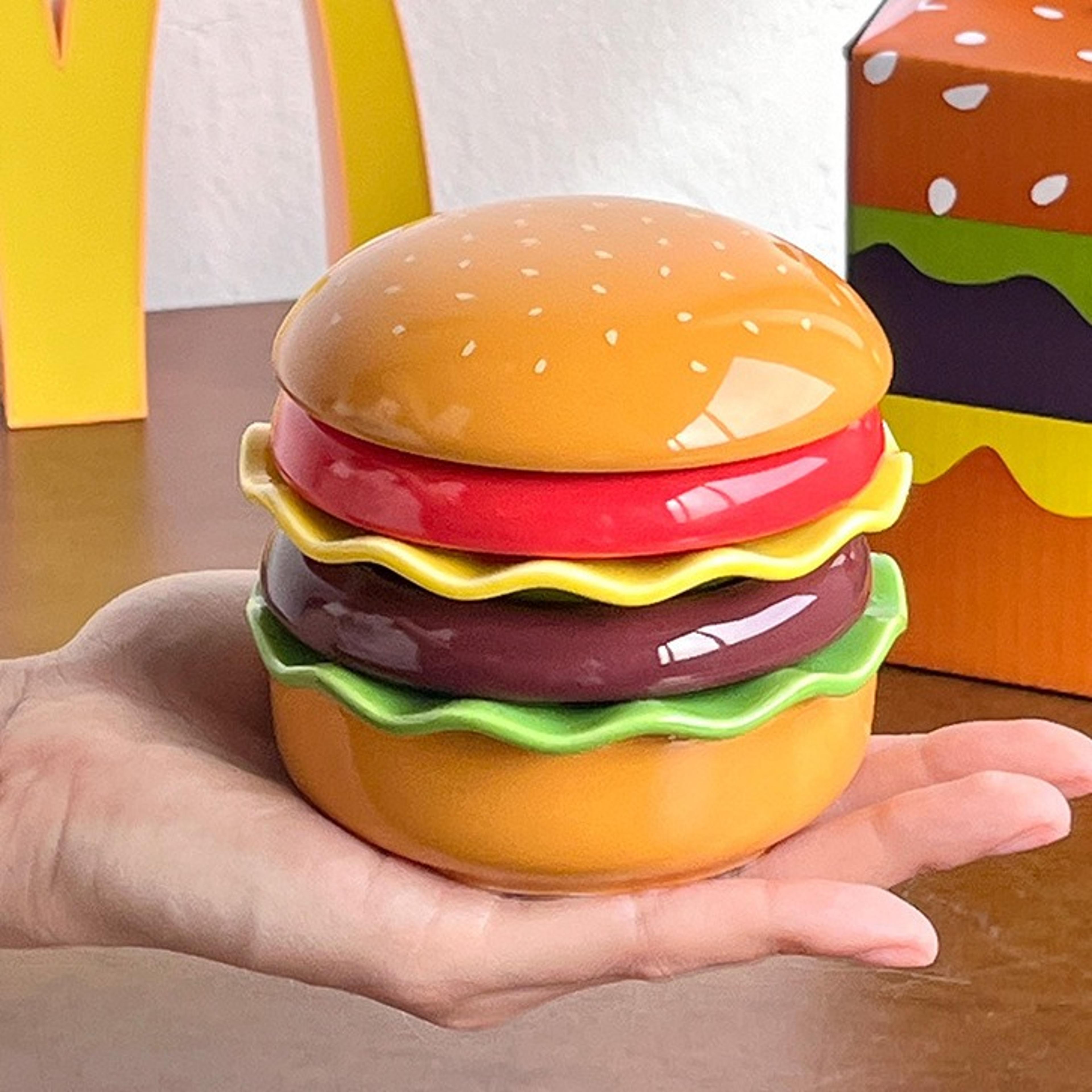 stackable hamburger ceramic plate set for snacks, desserts and dips