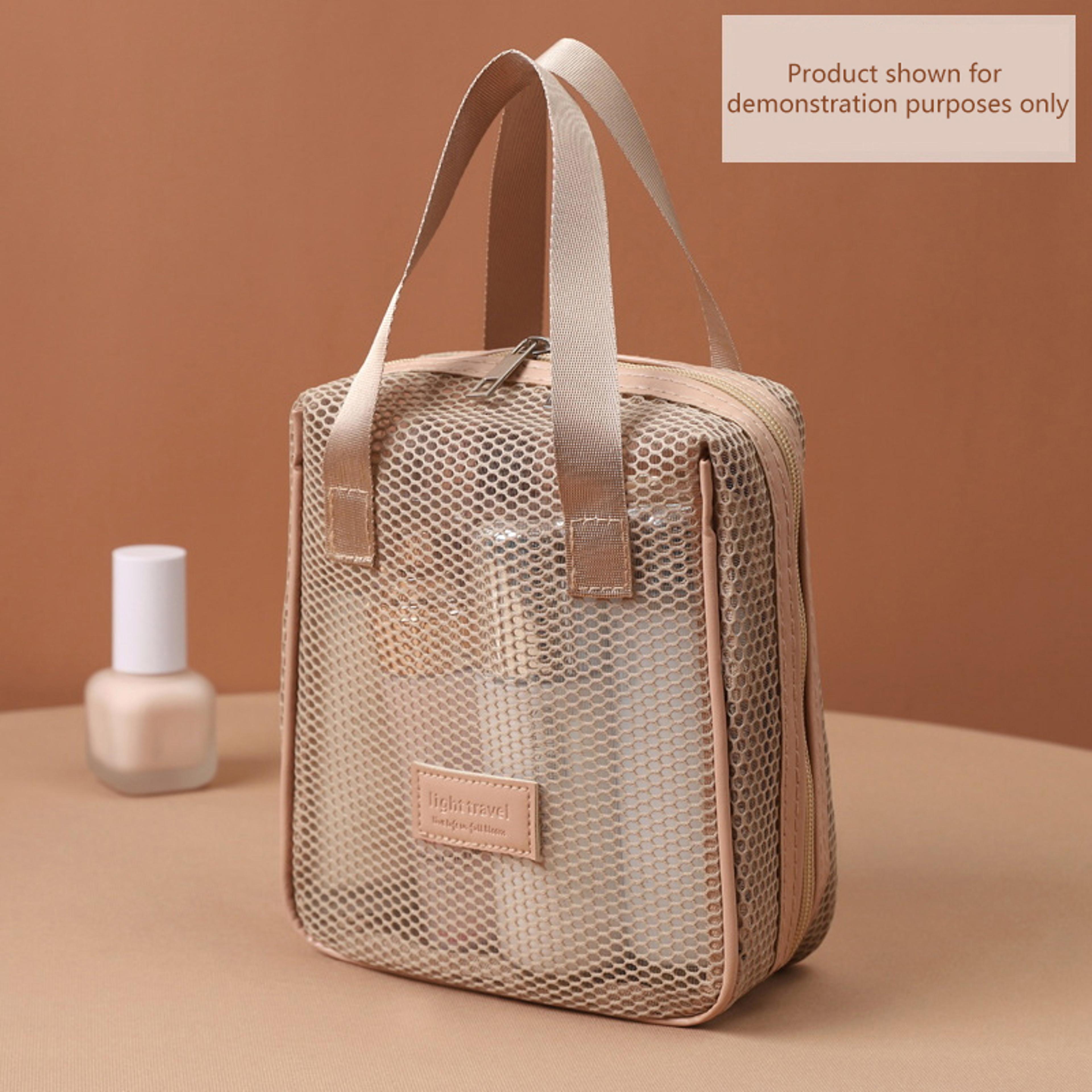 hanging mesh travel toiletry bag and makeup organizer