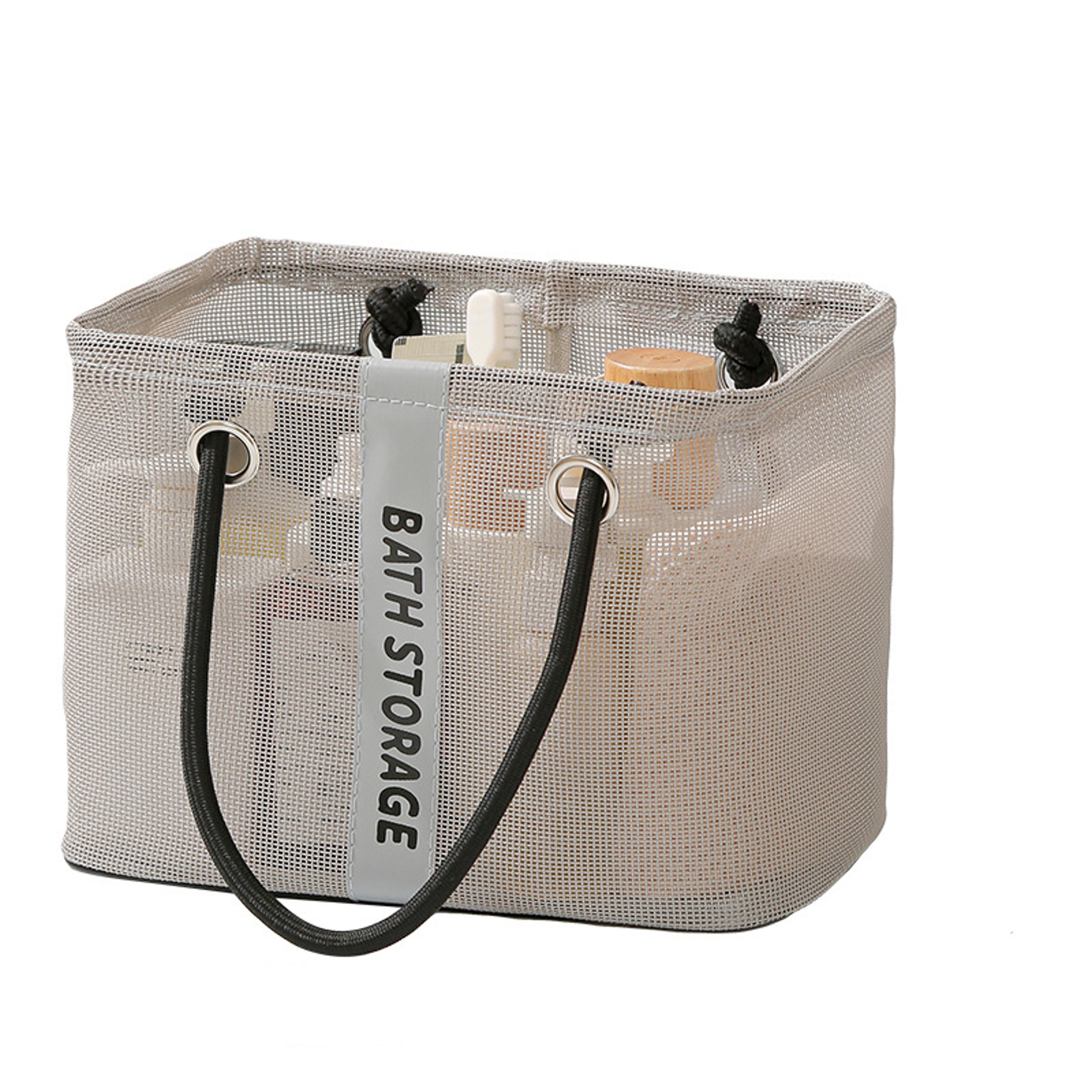 collapsible mesh shower caddy and travel toiletry organizer with carry handles