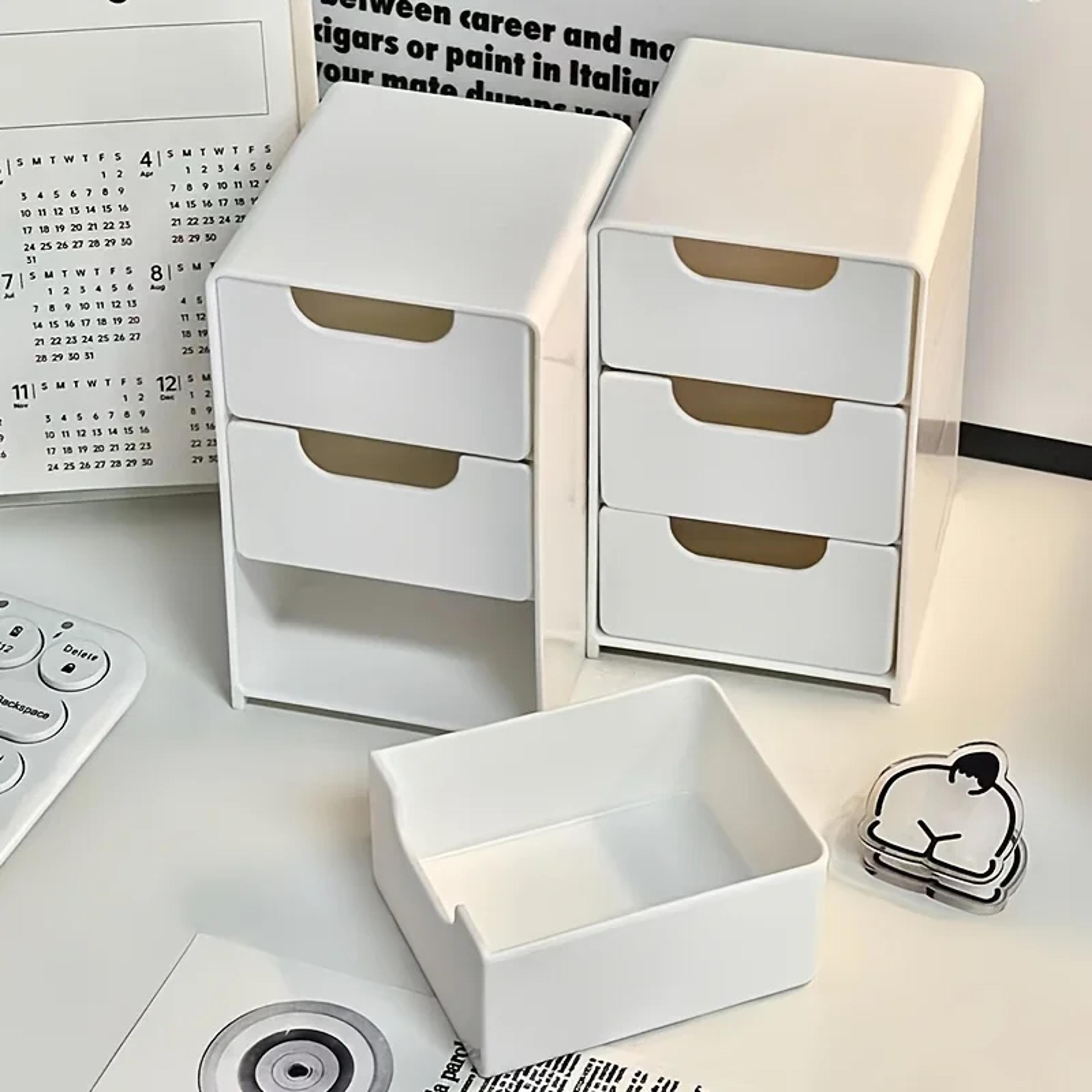 desk organizer with drawers for makeup, jewelry & office supplies