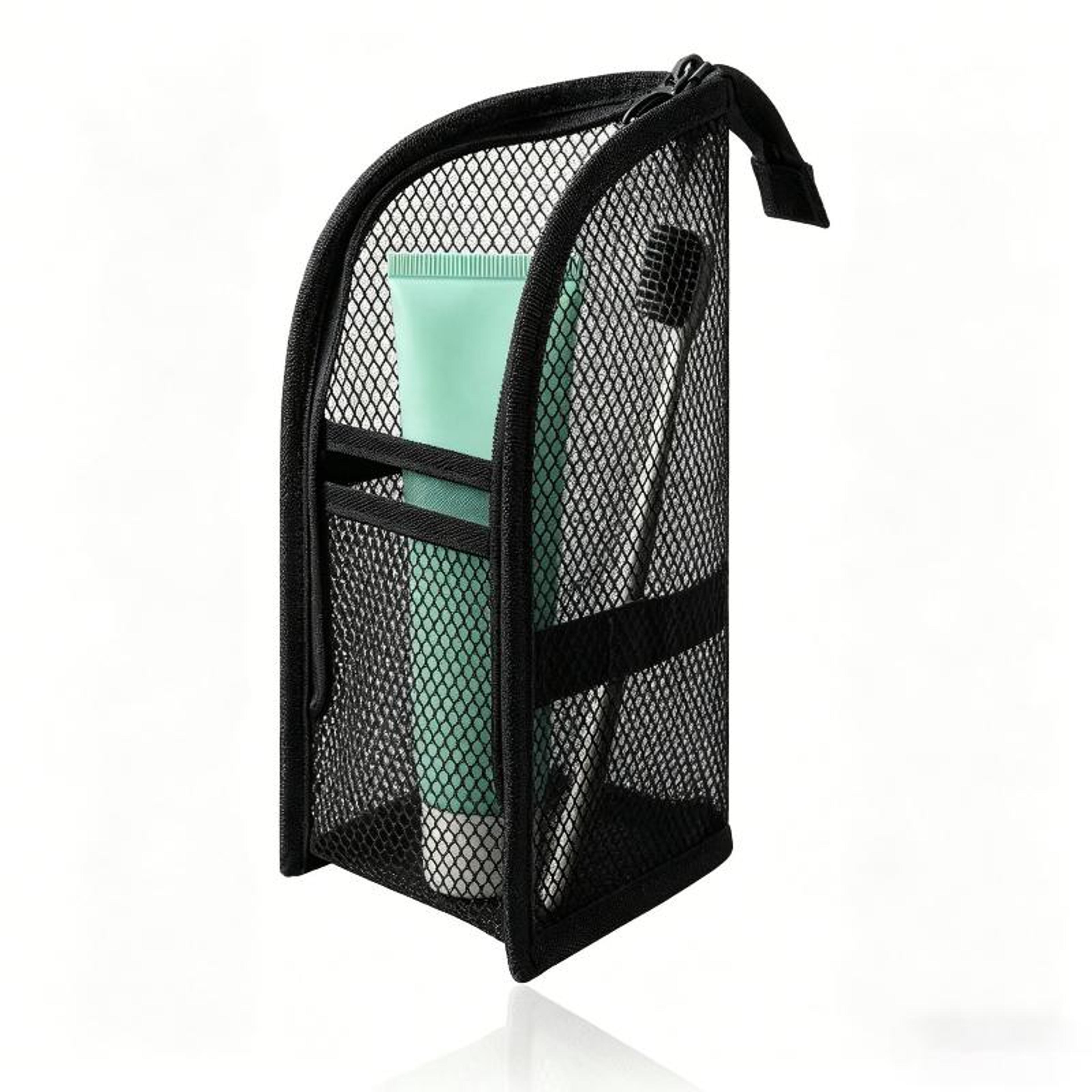 stand up travel toiletry bag with breathable mesh multi pocket organizer