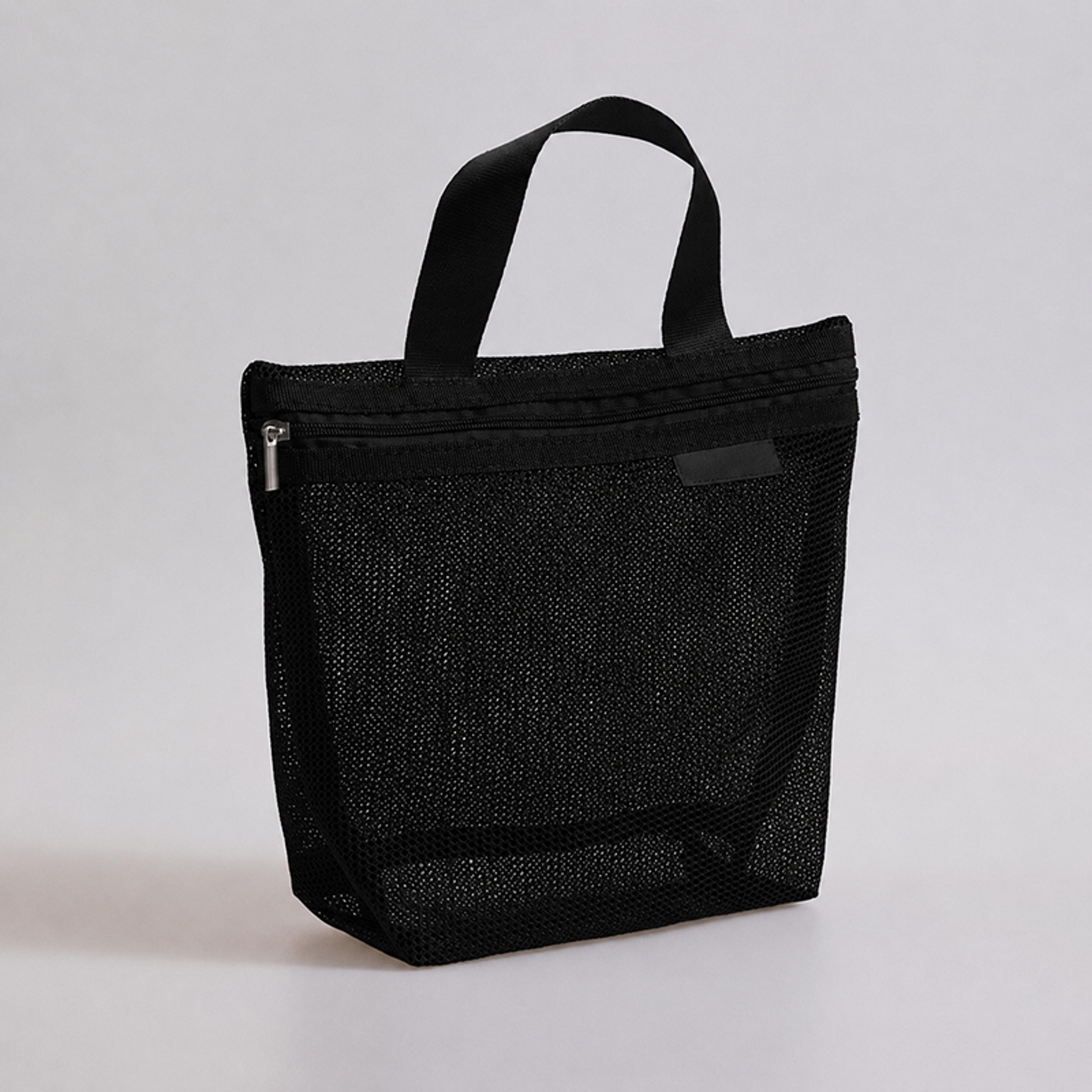 portable mesh toiletry bag travel makeup organizer for gym, shower and bath