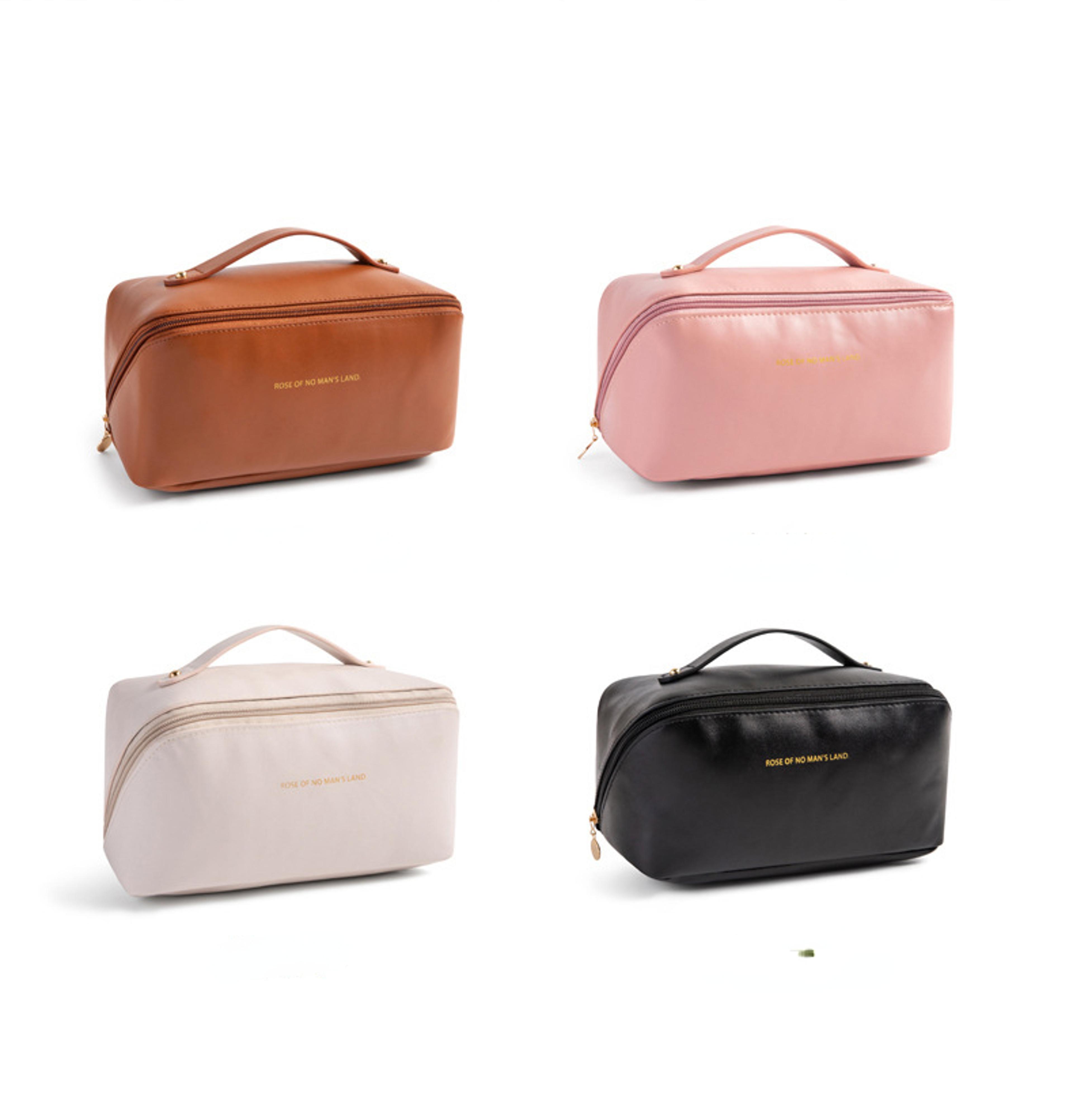 water proof travel makeup bag with pu cosmetic organizer and brush storage