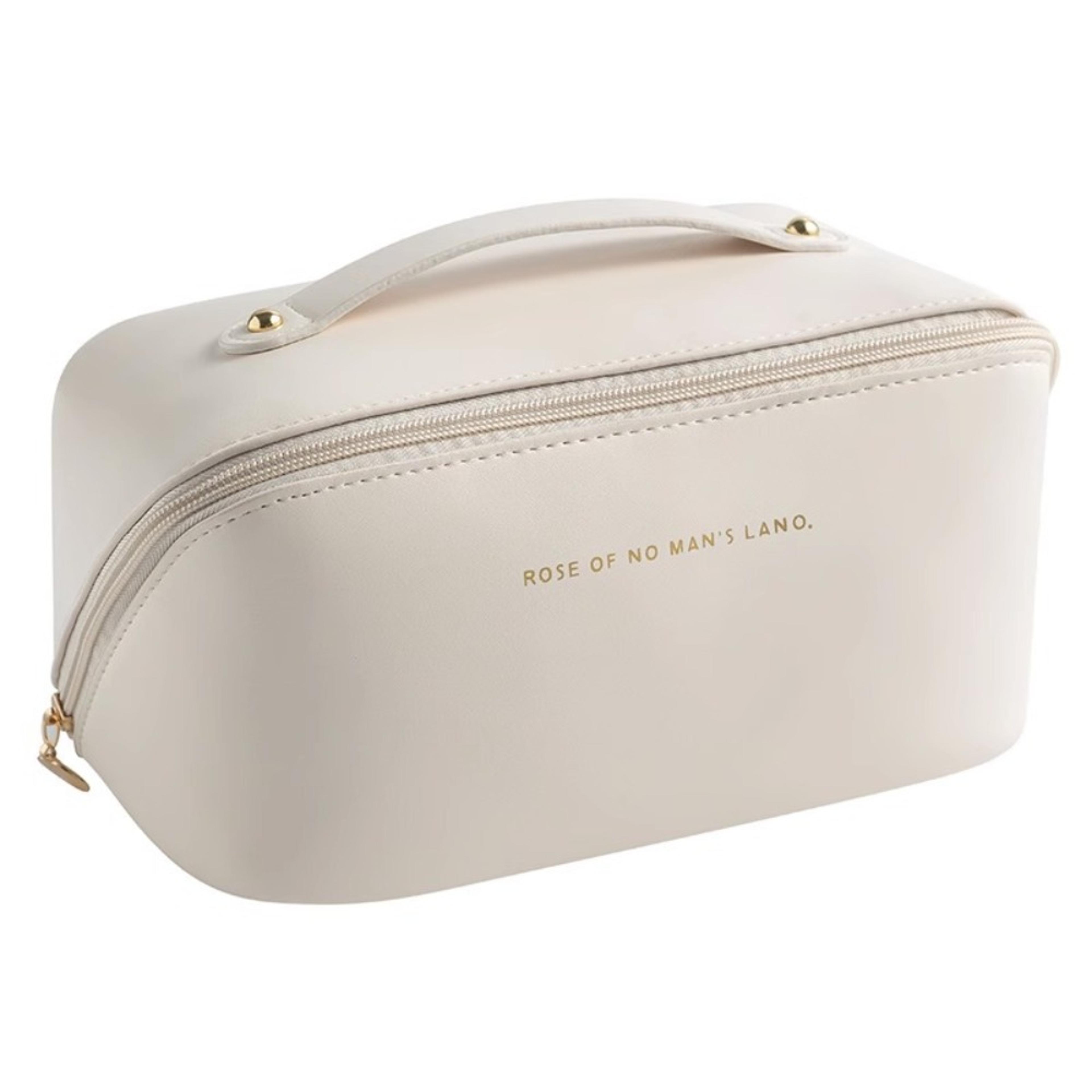 large capacity travel makeup bag with multi compartment pu cosmetic organizer