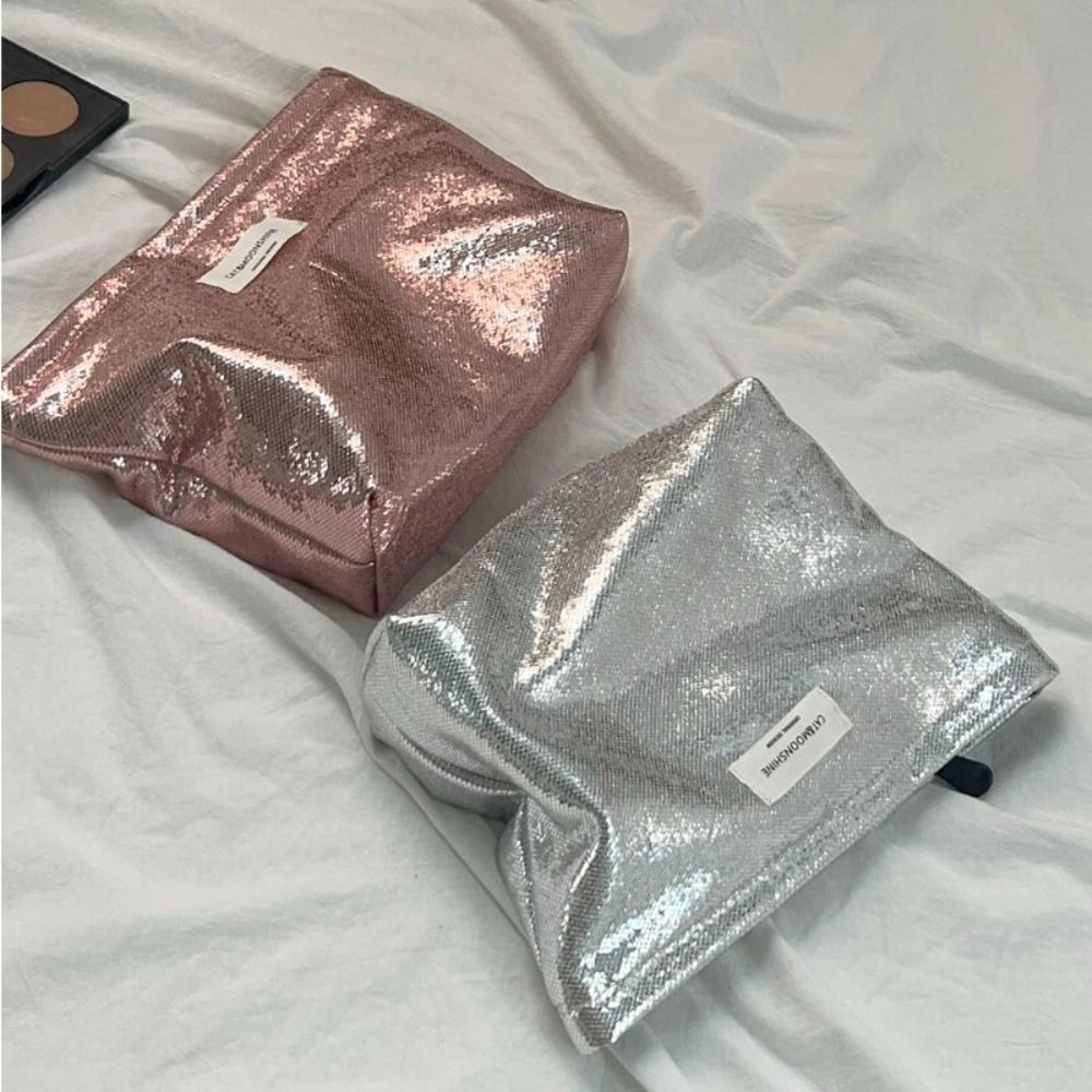 shimmer sequin makeup bag portable travel cosmetic organizer