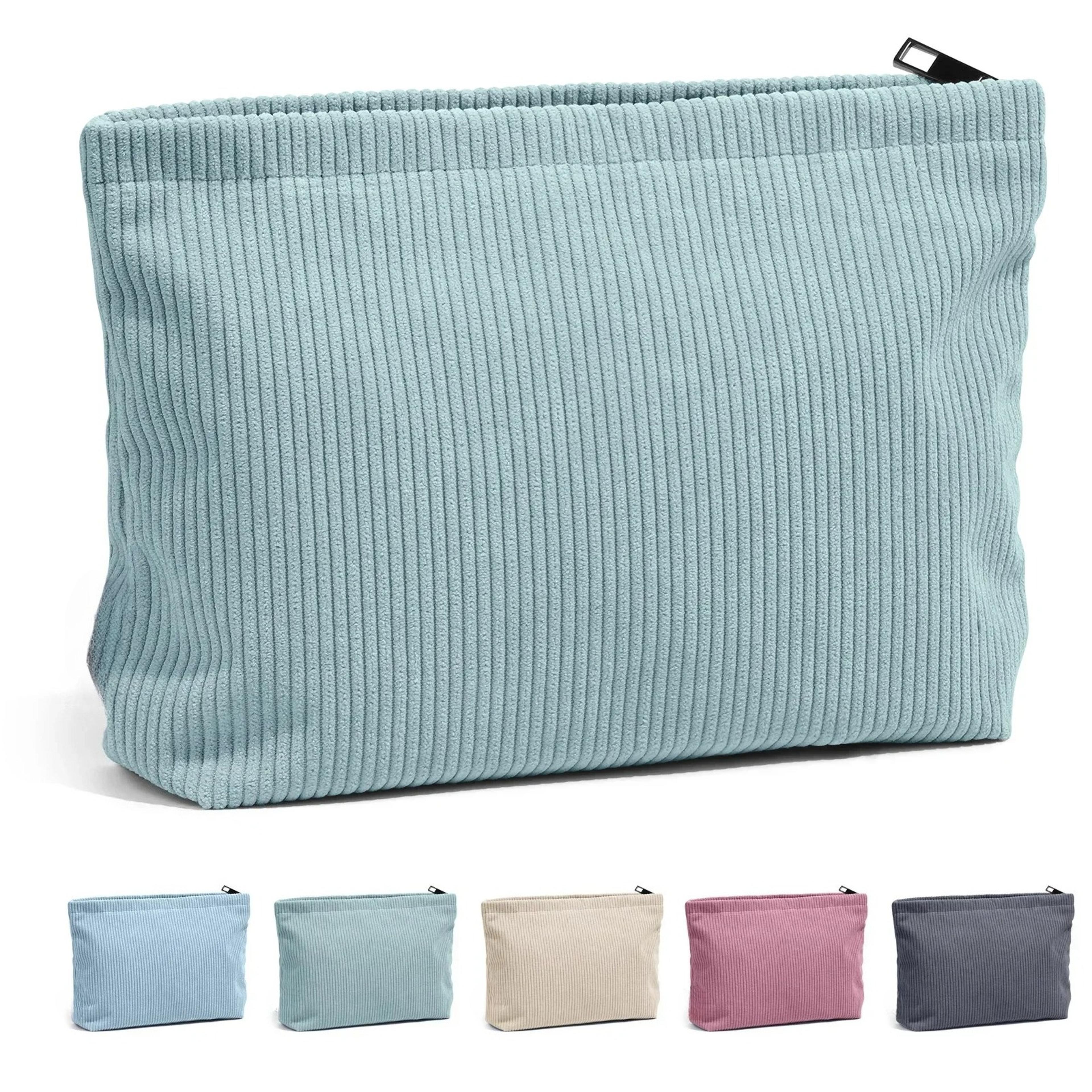 corduroy travel makeup bag large capacity cosmetic organizer with zipper