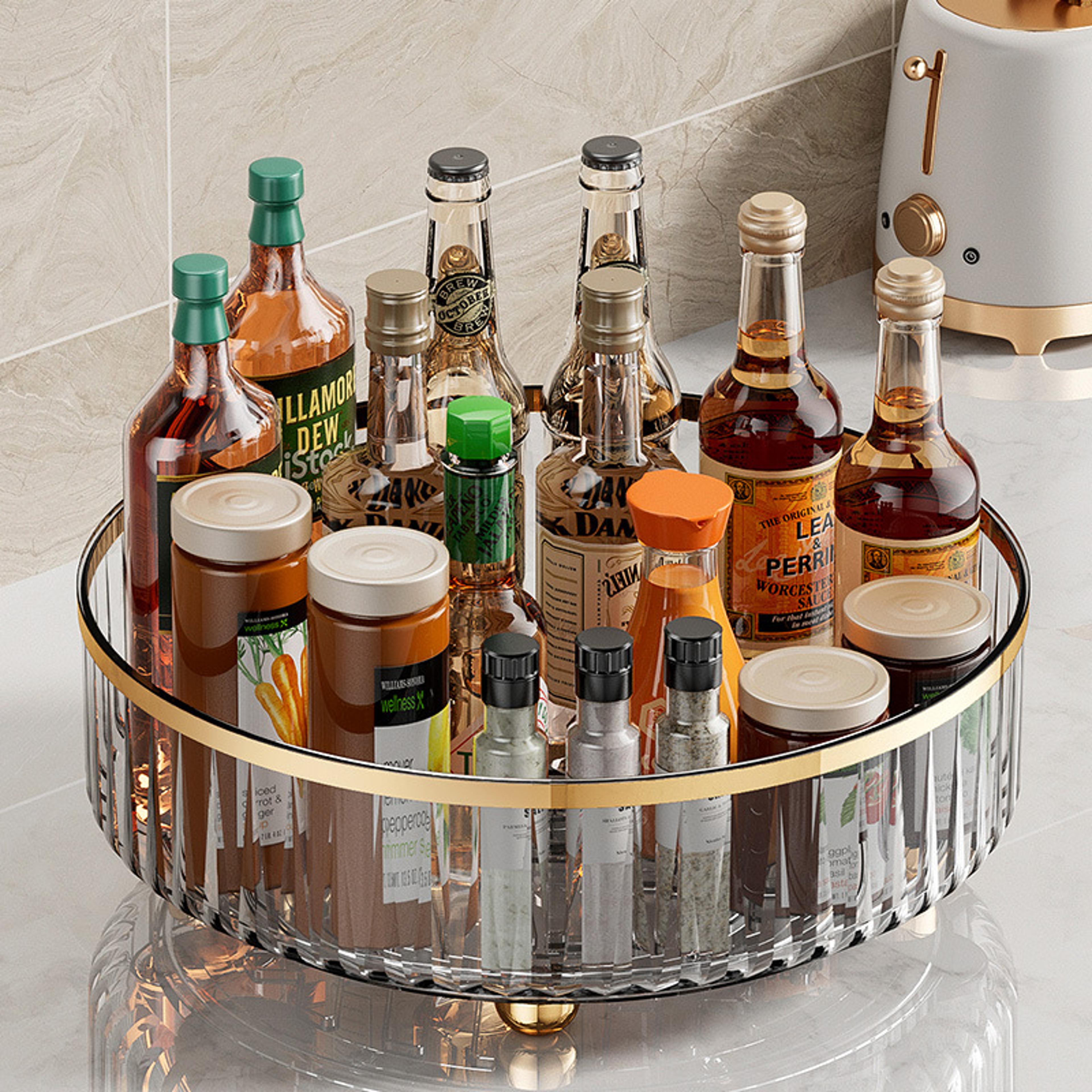rotating makeup organizer transparent perfume & skincare storage tray