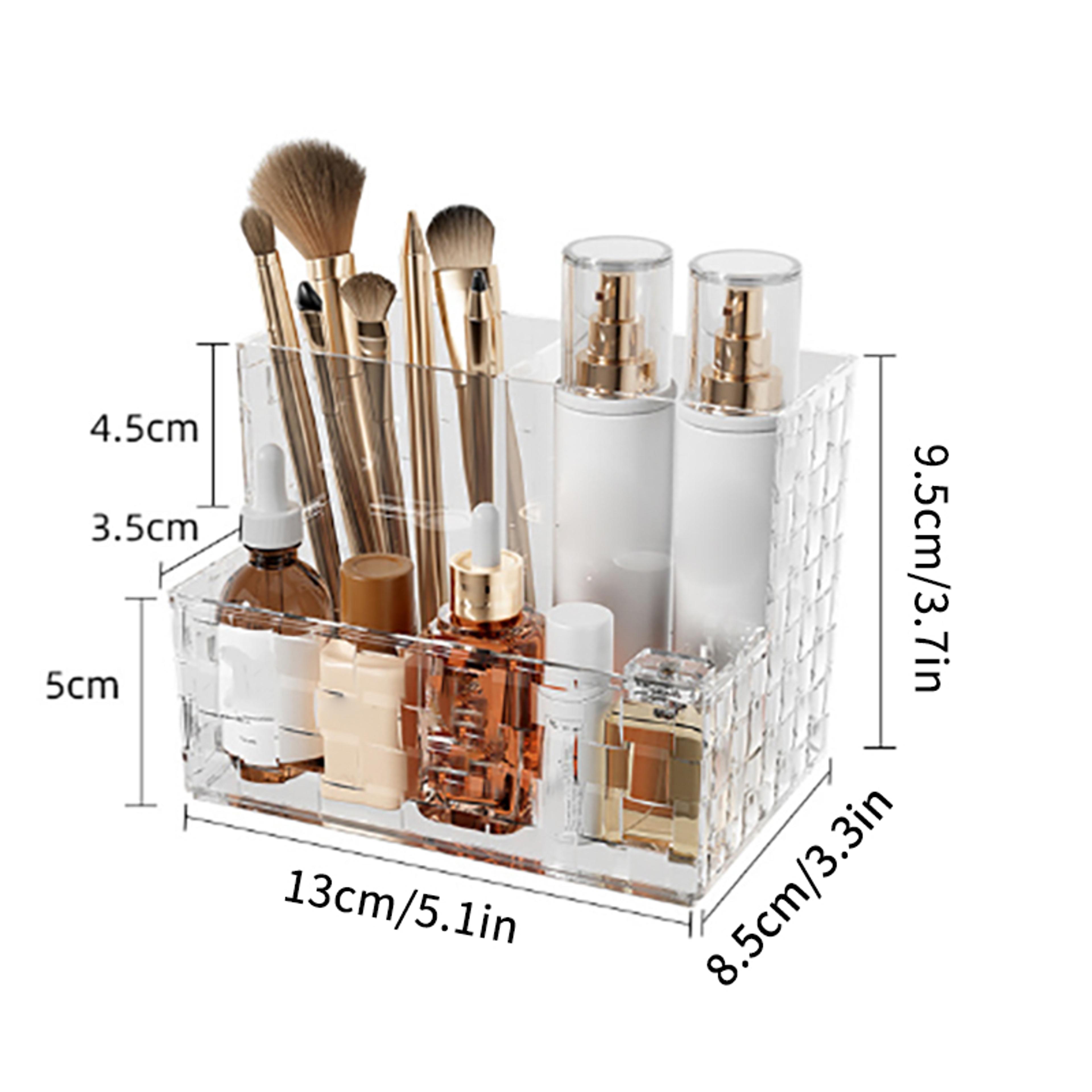 clear makeup organizer and desktop storage box with multi compartment cosmetic and remote control storage